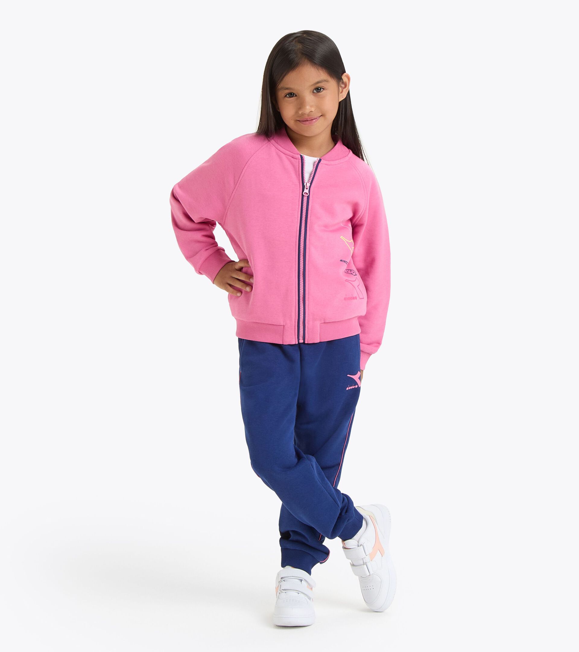 Coordinated tracksuit - Boys and girls  JU. TRACKSUIT FZ LOGO CHATEAU PINK - Diadora