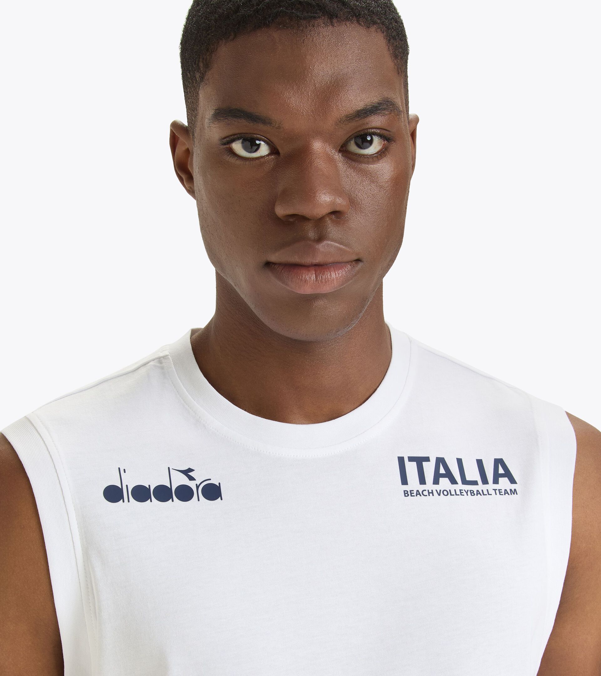 Camiseta sin mangas para hombre - Selección Italiana de Vóley Playa SLEEVELESS ALLENAMENTO UOMO BV24 ITALIA BLANCO VIVO - Diadora