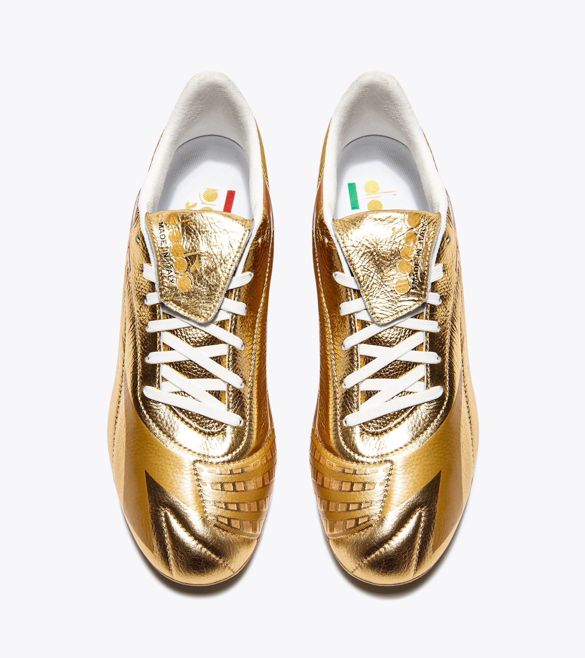 Fußballschuh aus Leder für kompakte Böden - Made in Italy - Genderneutral MAXIMUS ELITE ITA T SLX GOLD BRAUN - Diadora