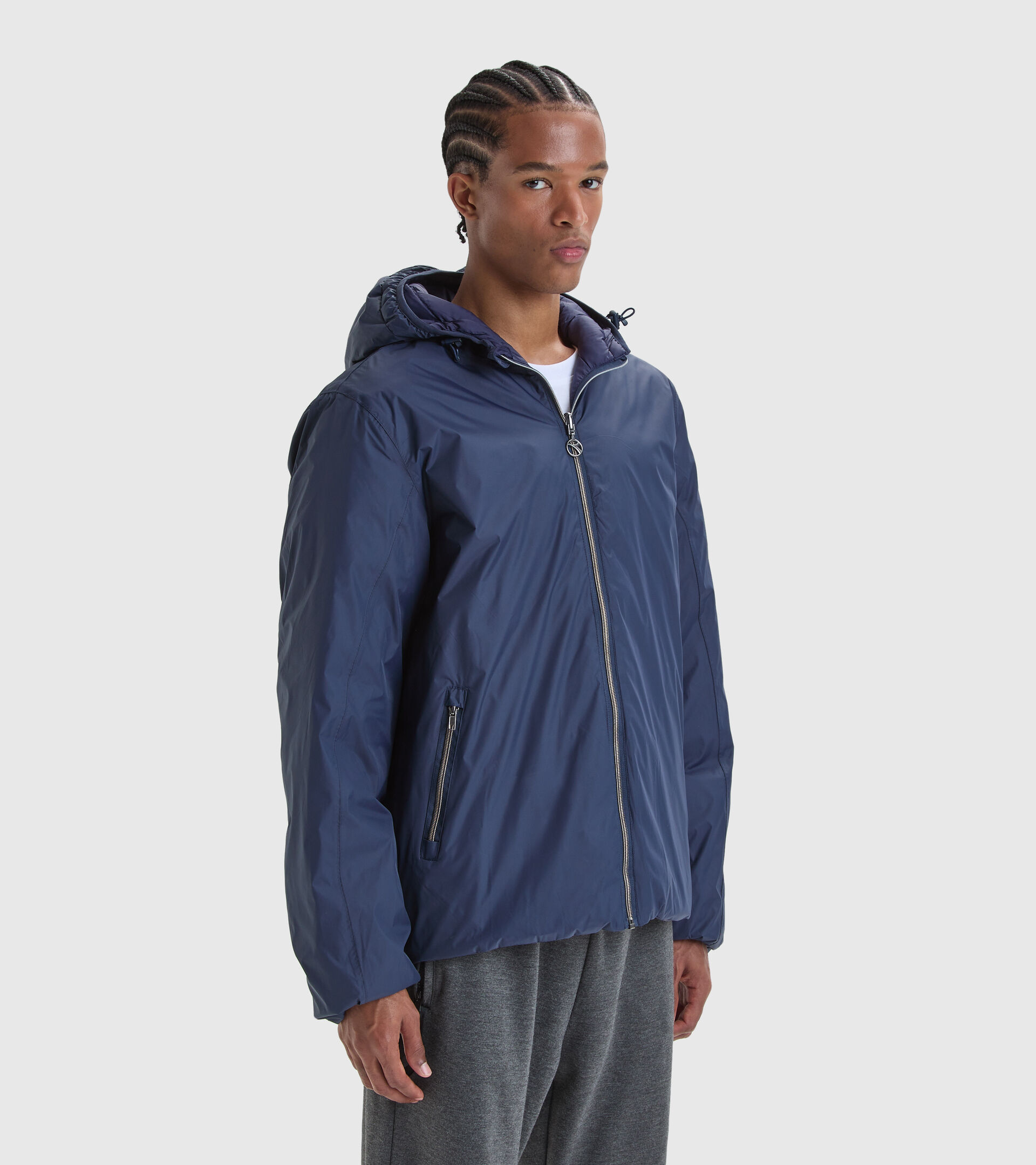 Prada Reversible Hooded Windbreaker Jacket in Gray for Men