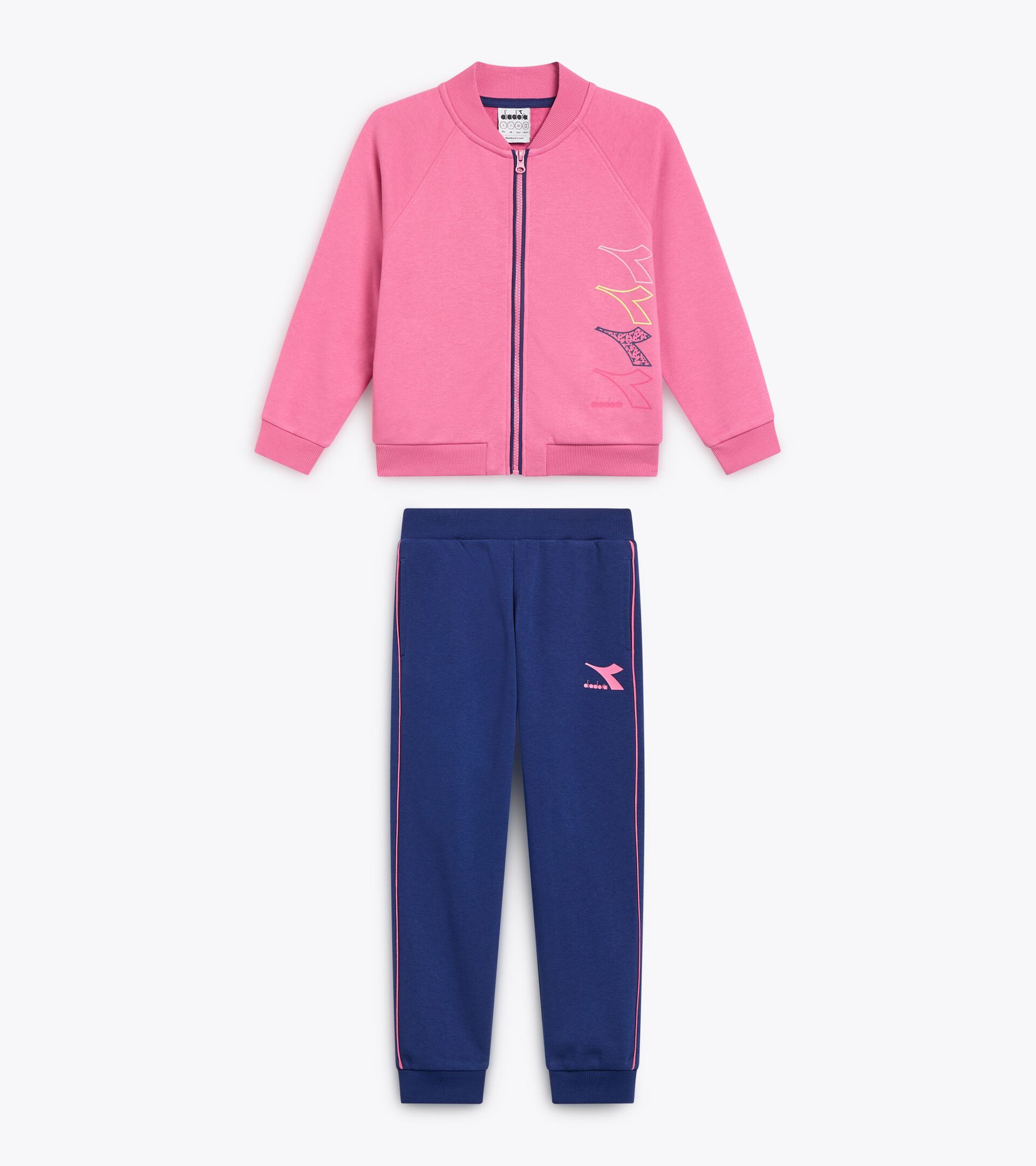 Coordinated tracksuit - Boys and girls  JU. TRACKSUIT FZ LOGO CHATEAU PINK - Diadora