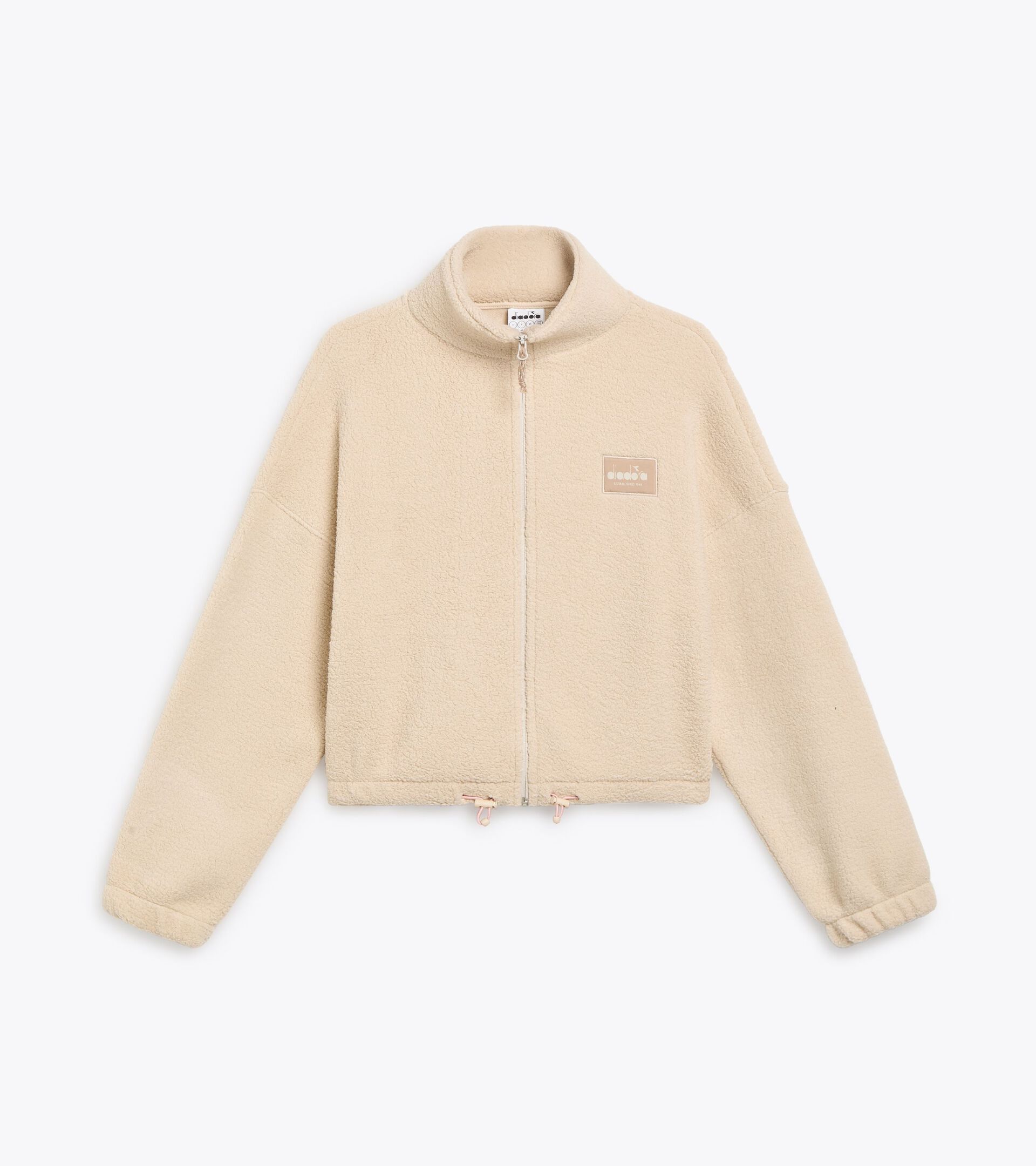 Cropped polar fleece with adjustable drawstrings - Women’s L. POLAR FLEECE ATHL. LOGO LIGHT BEIGE - Diadora