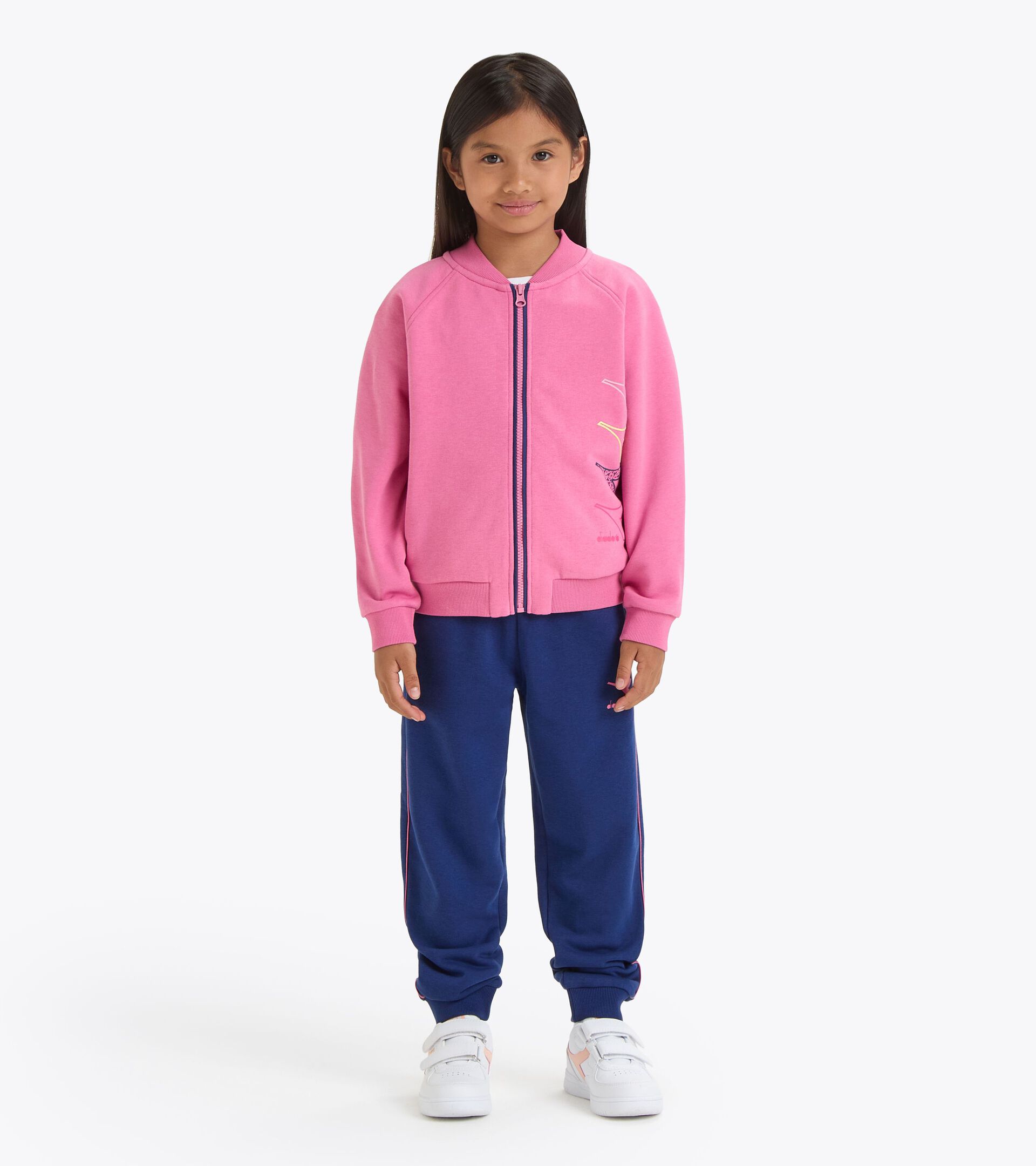 Coordinated tracksuit - Boys and girls  JU. TRACKSUIT FZ LOGO CHATEAU PINK - Diadora