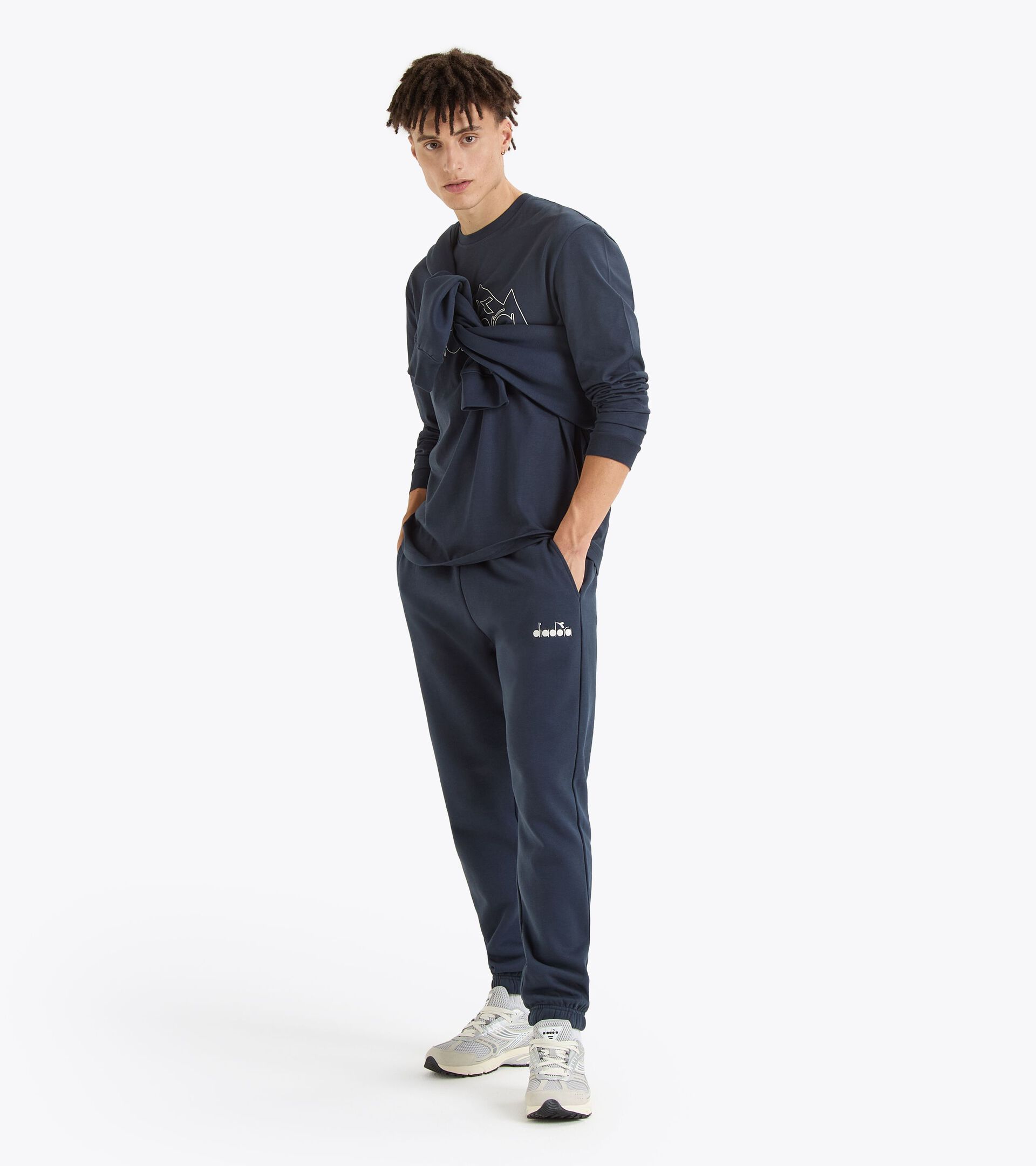 Sporty long-sleeved t-shirt - Gender Neutral T-SHIRT LS ROUTE BLUE DENIM - Diadora