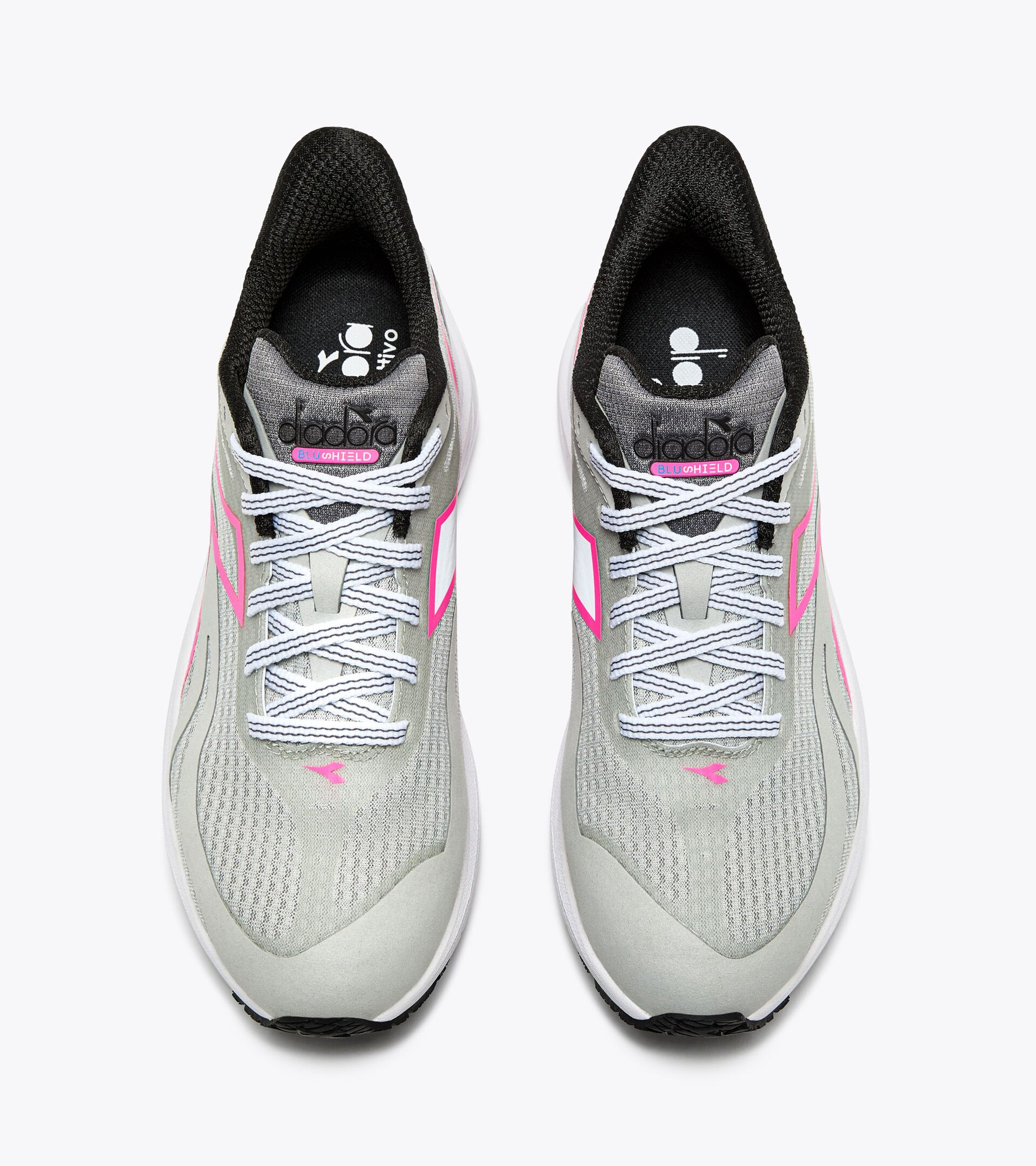 Zapatillas de running - Amortiguación y protección - Mujer
 MYTHOS BLUSHIELD 9 VORTICE W PLATA DD/ROSA FLUO - Diadora