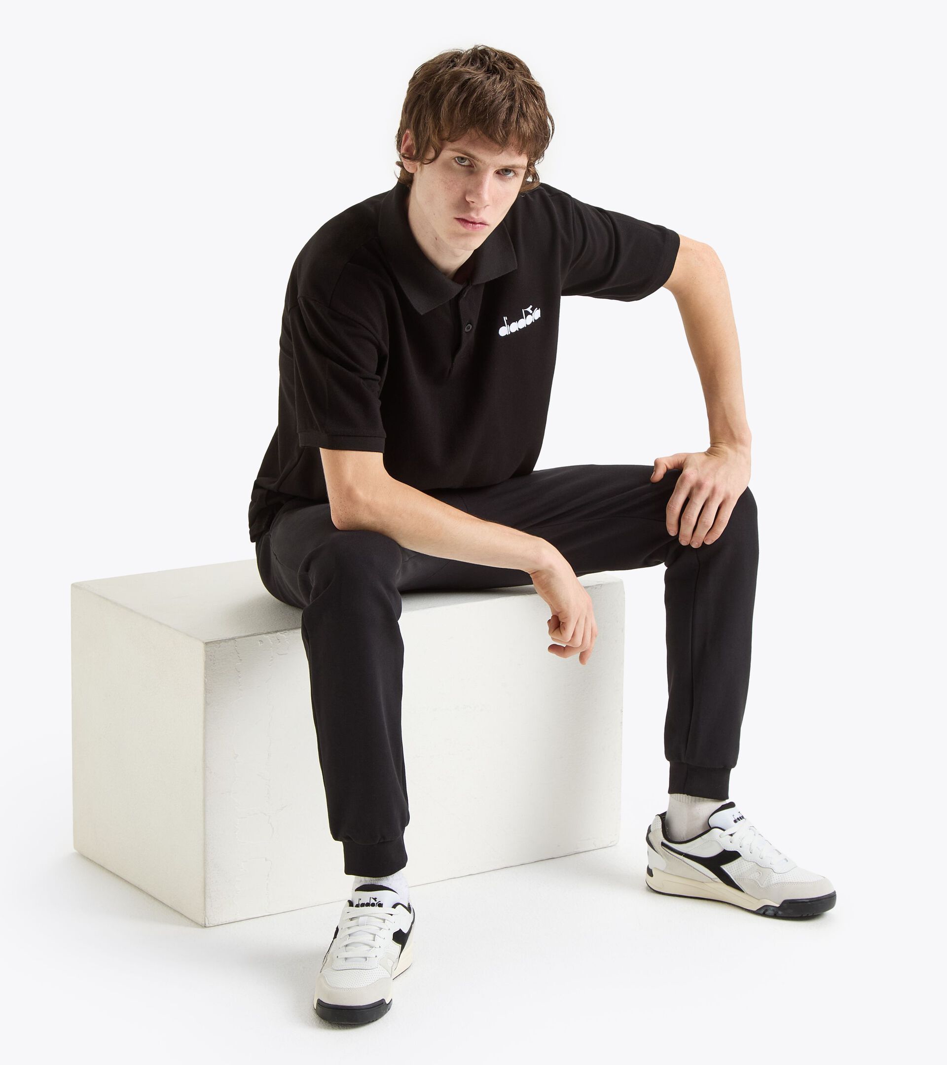 Polo en coton piqué - Homme POLO SS LOGO NOIR - Diadora