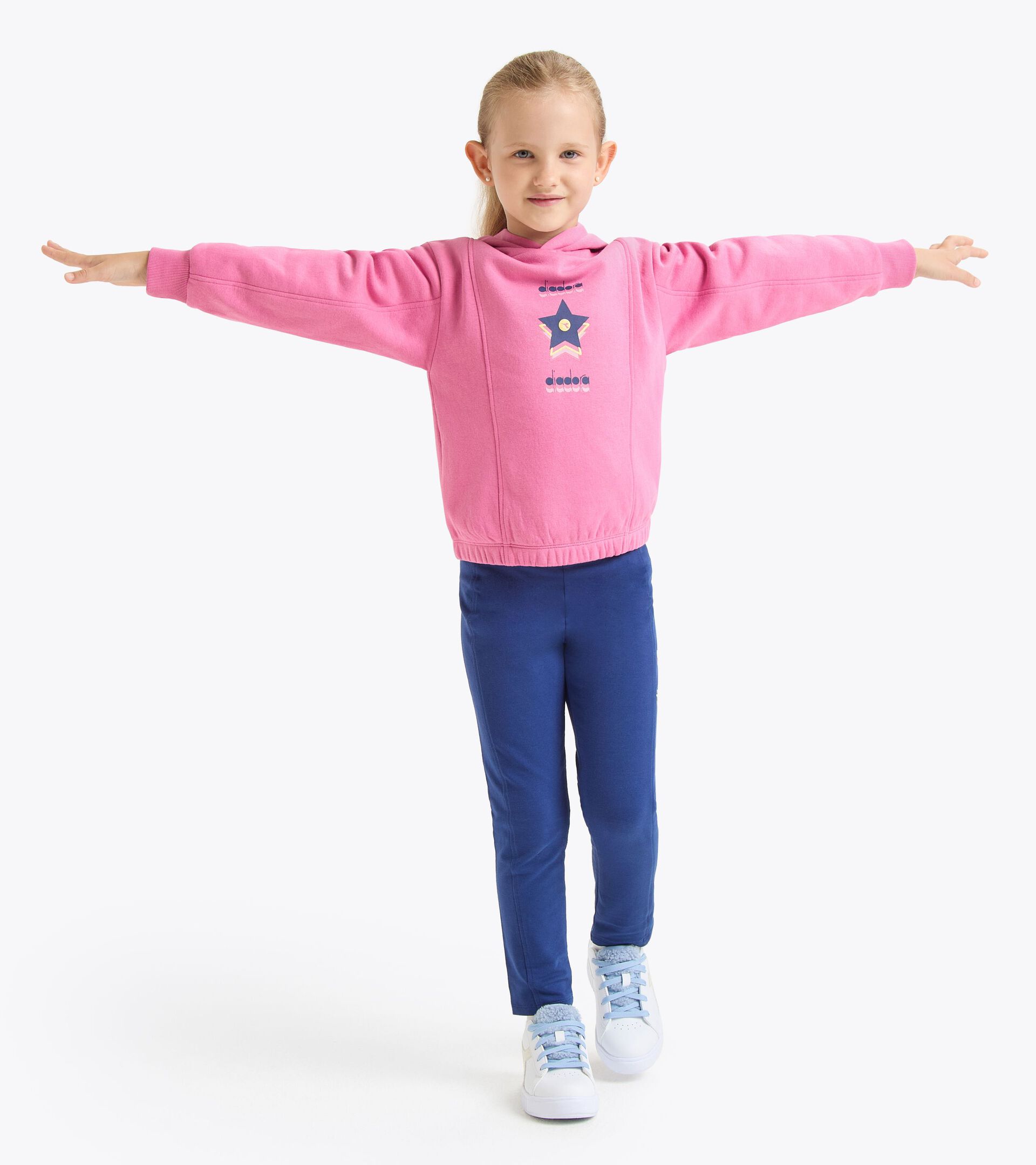 Sweat-shirt à capuche - Coupe confort - Ado fille JG. HOODIE LOGO CHATEAU ROSE - Diadora