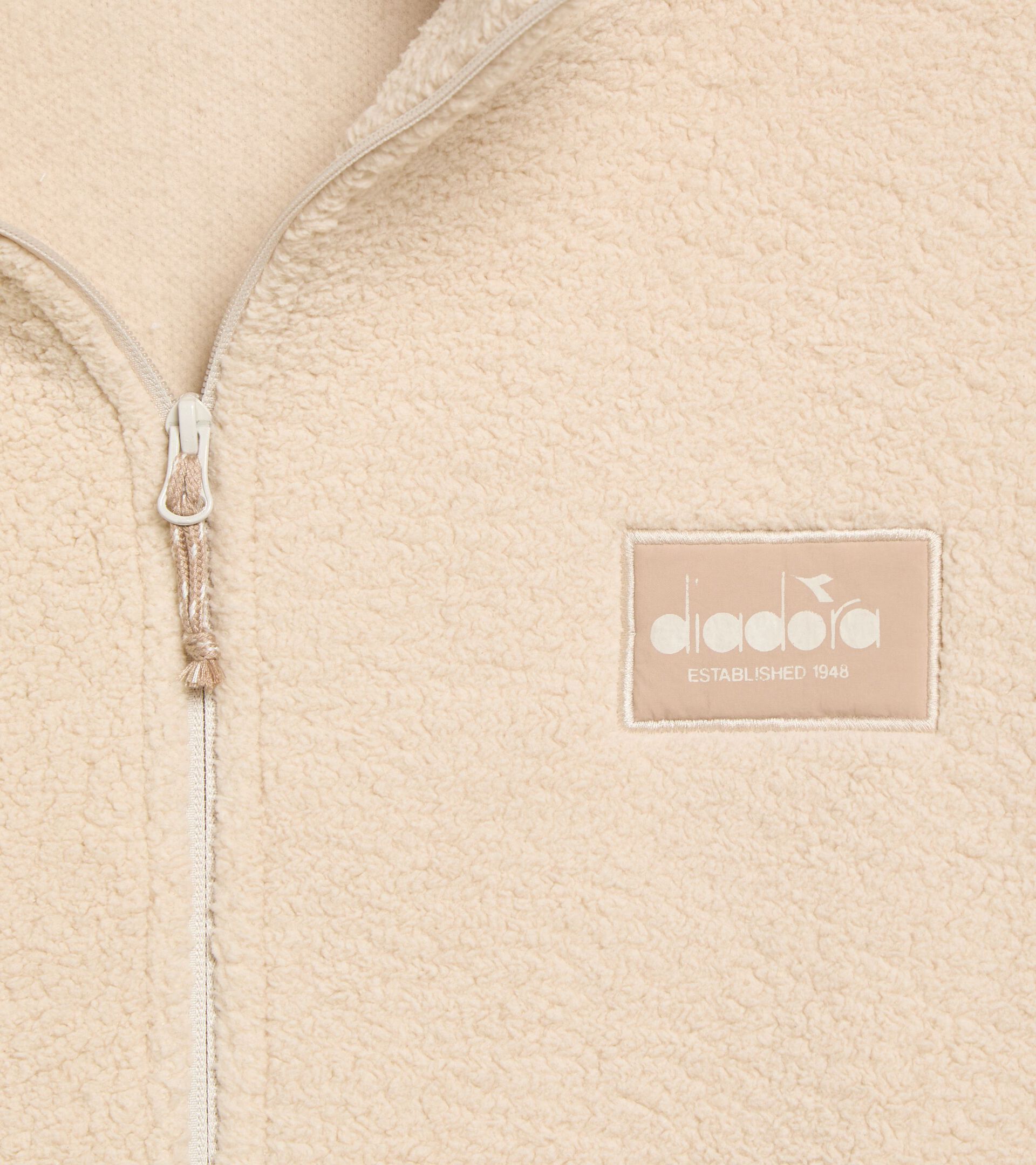 Cropped polar fleece with adjustable drawstrings - Women’s L. POLAR FLEECE ATHL. LOGO LIGHT BEIGE - Diadora