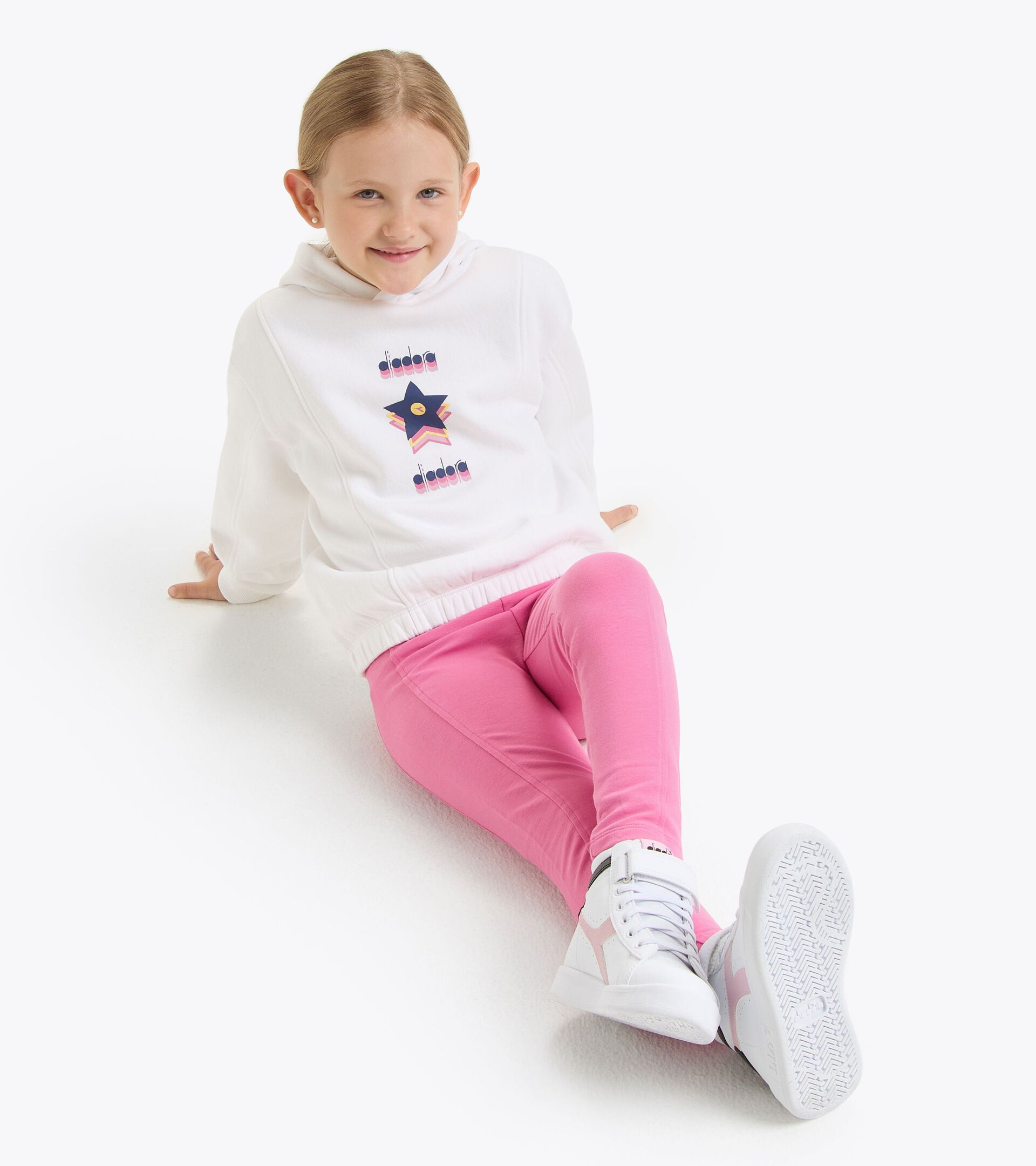 Felpa con cappuccio - Comfort fit - Ragazza JG. HOODIE LOGO BIANCO OTTICO - Diadora