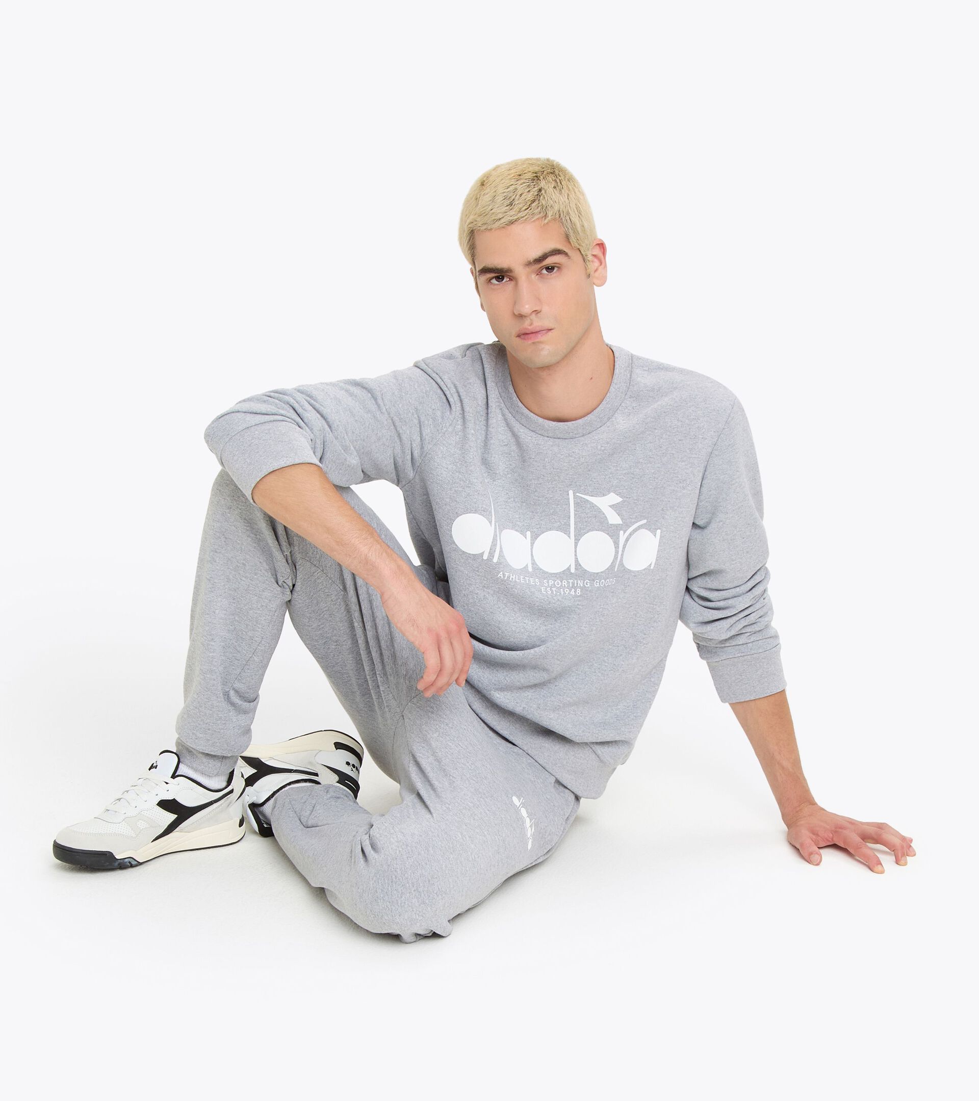 Sweatshirt aus Baumwolle mit rundem Ausschnitt - Genderneutral SWEATSHIRT CREW LOGO HOCHHAUS MELANGE - Diadora