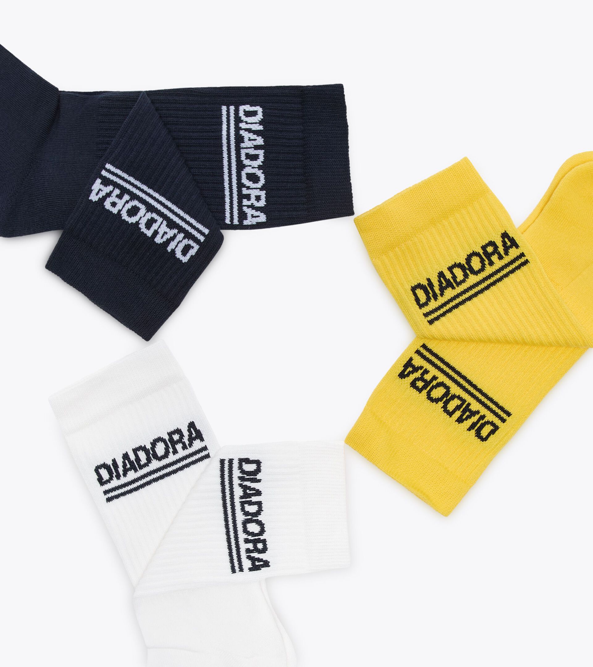 Set di calzini - Made in Italy SOCKS 3PACK LEGACY BIANCO ALYSSUM/BLU PROFONDO/GIALLO ALTA - Diadora