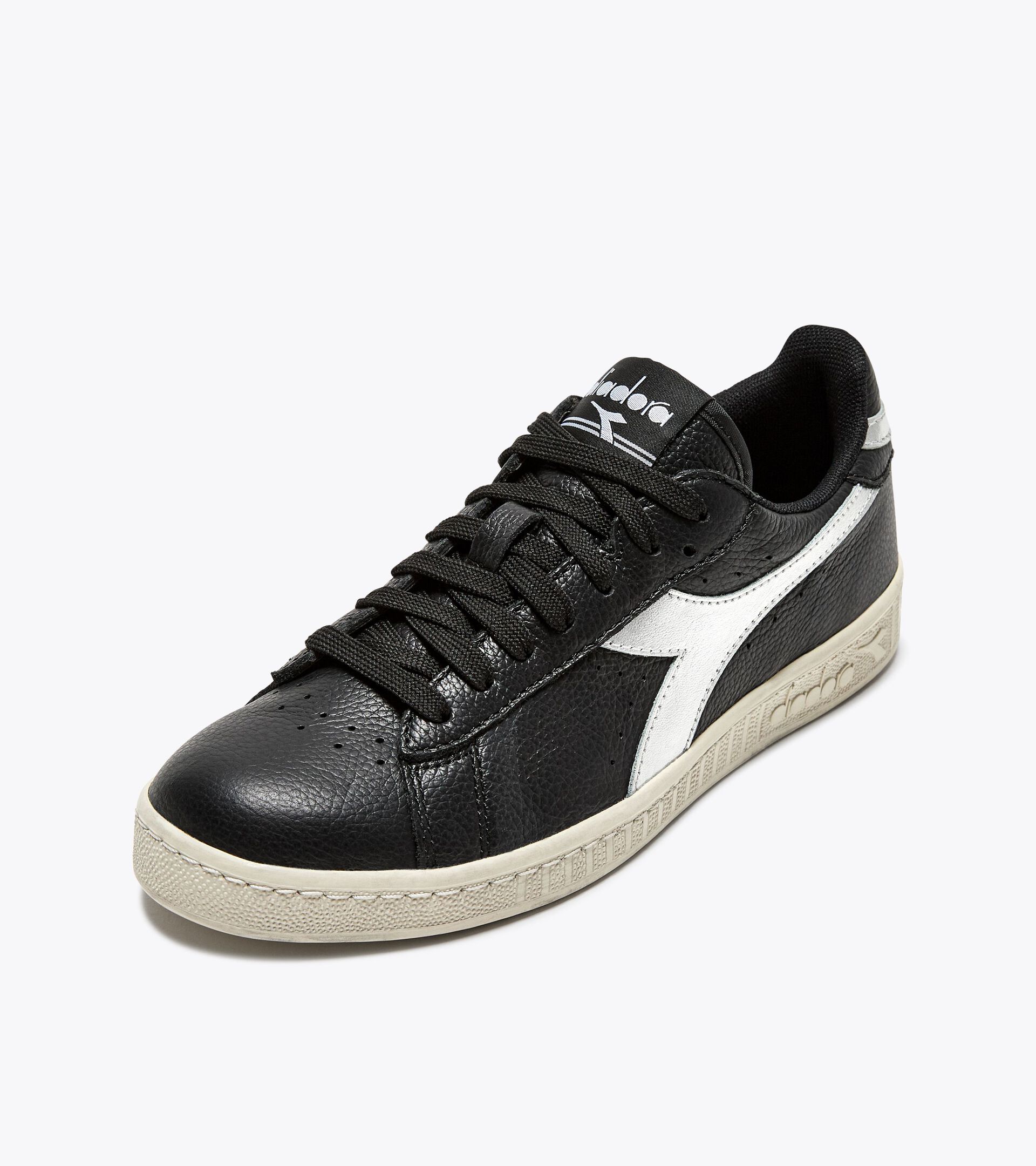 Leather sports sneakers - Women’s 
 GAME L LOW WAXED METAL WN BLACK /SILVER DD - Diadora