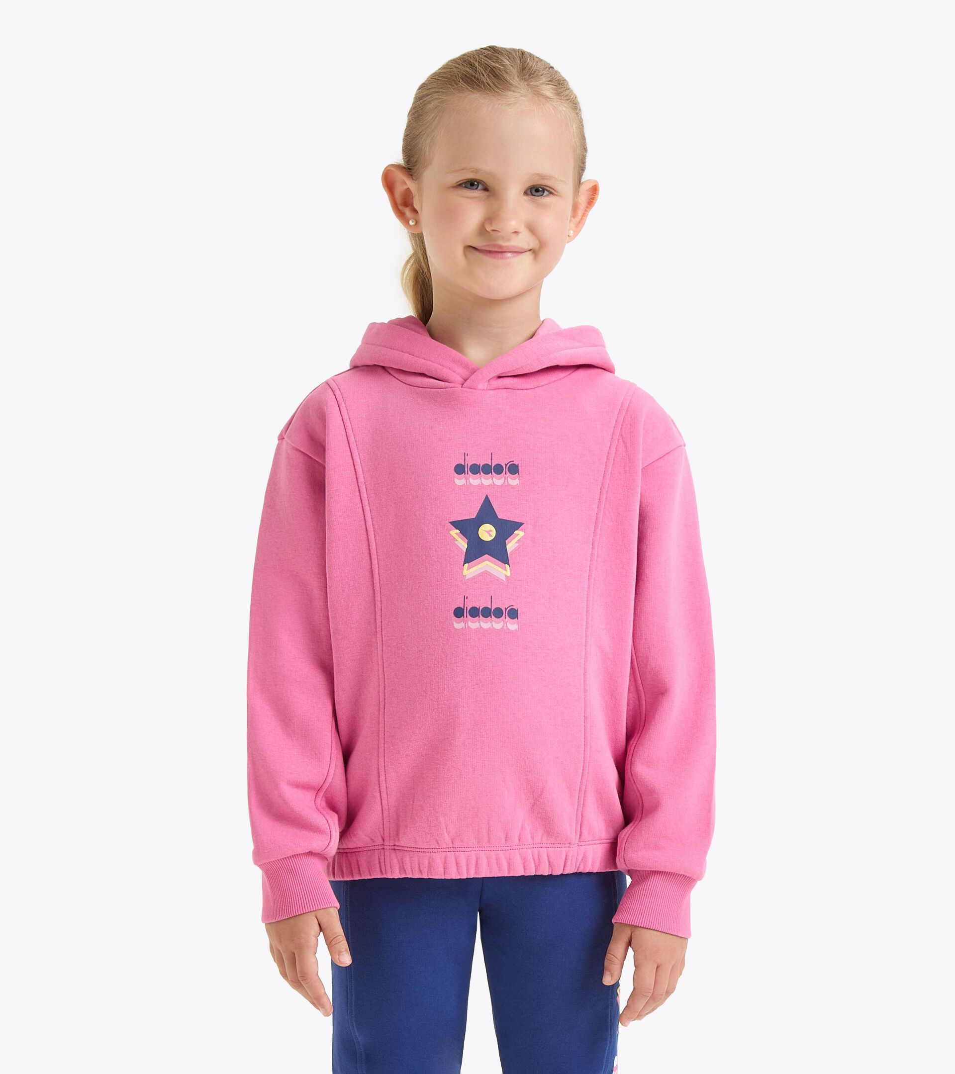 Sweat-shirt à capuche - Coupe confort - Ado fille JG. HOODIE LOGO CHATEAU ROSE - Diadora