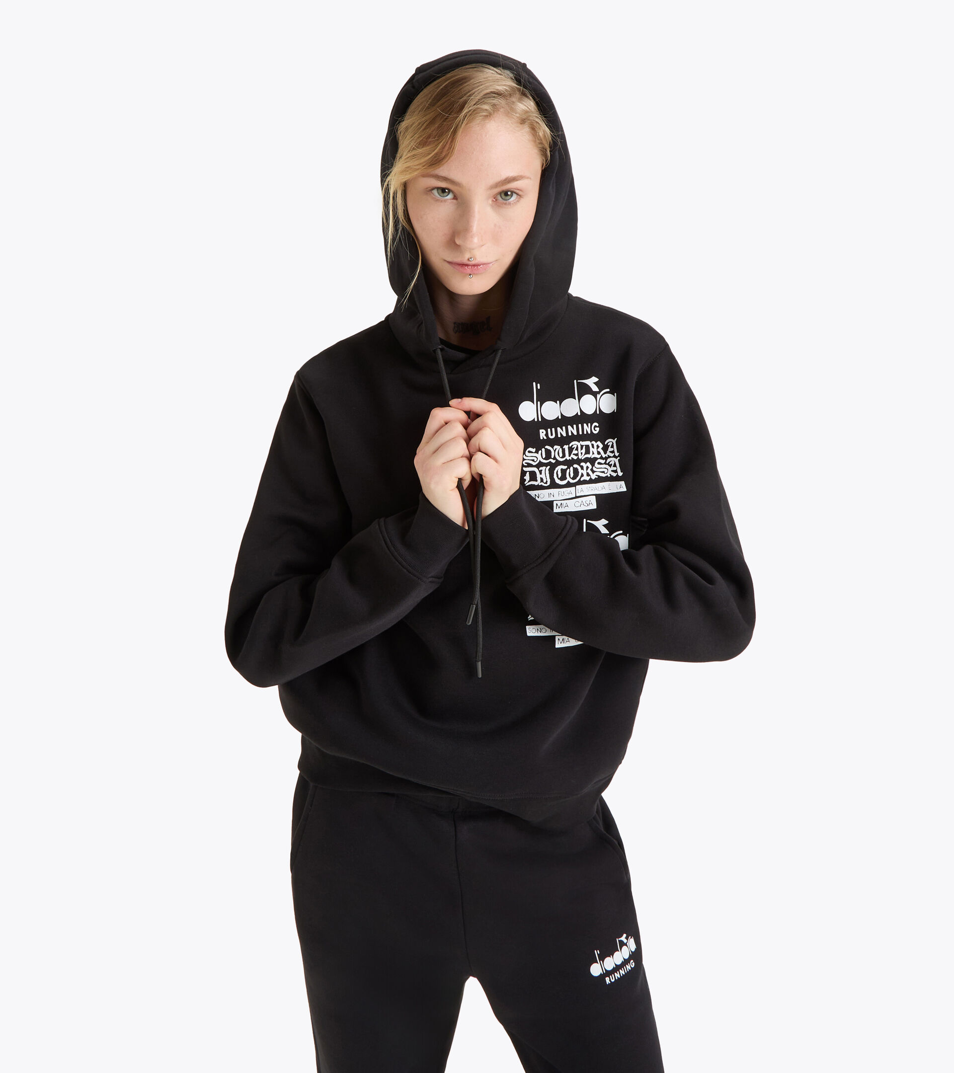 Felpa con cappuccio Squadra di Corsa - Gender Neutral HOODIE SQUADRA DI CORSA NERO - Diadora