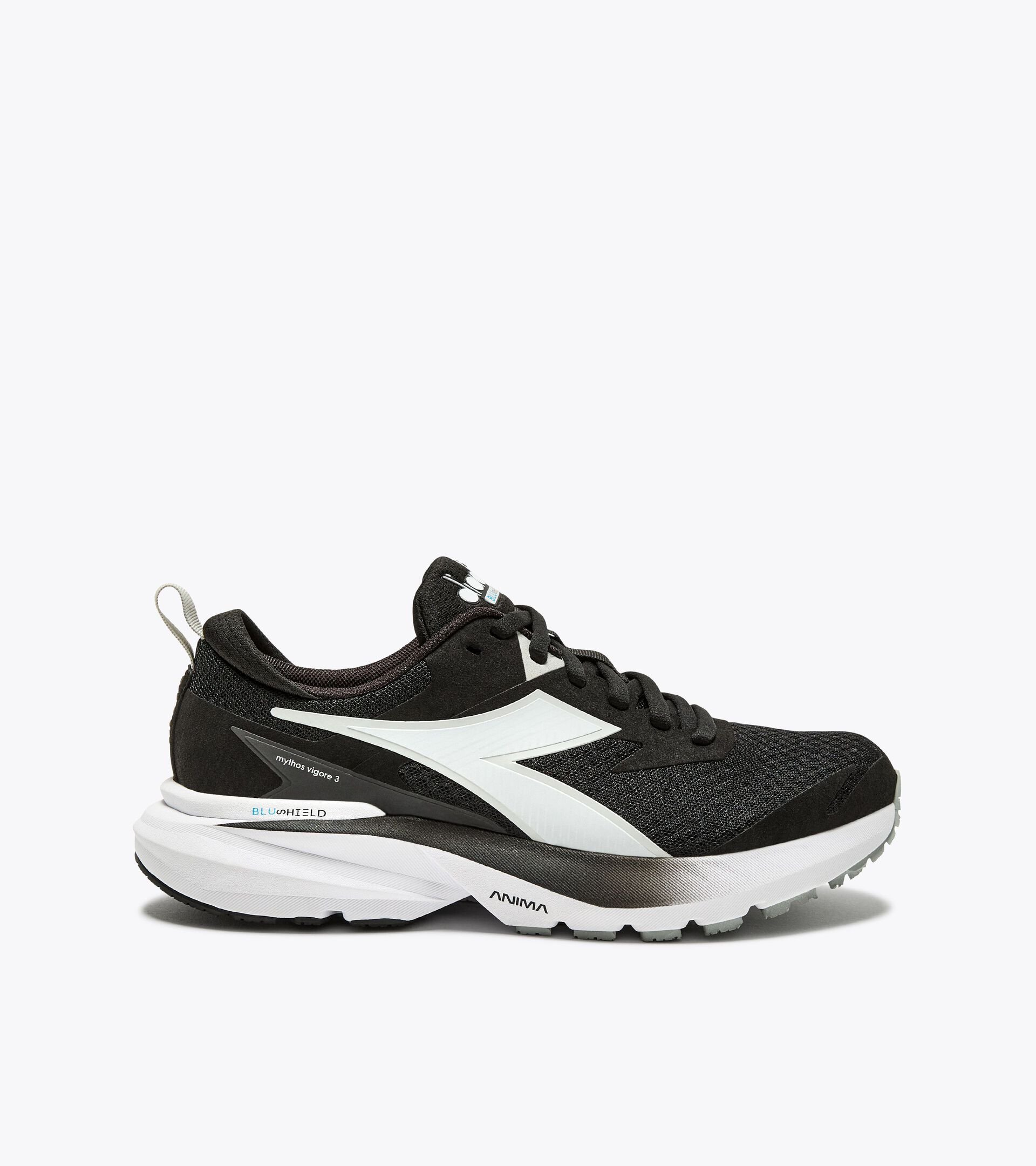 Running-Schuh mit breiter Sohle - Stabilität und Schutz - Damen MYTHOS BLUSHIELD VIGORE 3 WIDE W SCHWARZ/WIESS - Diadora