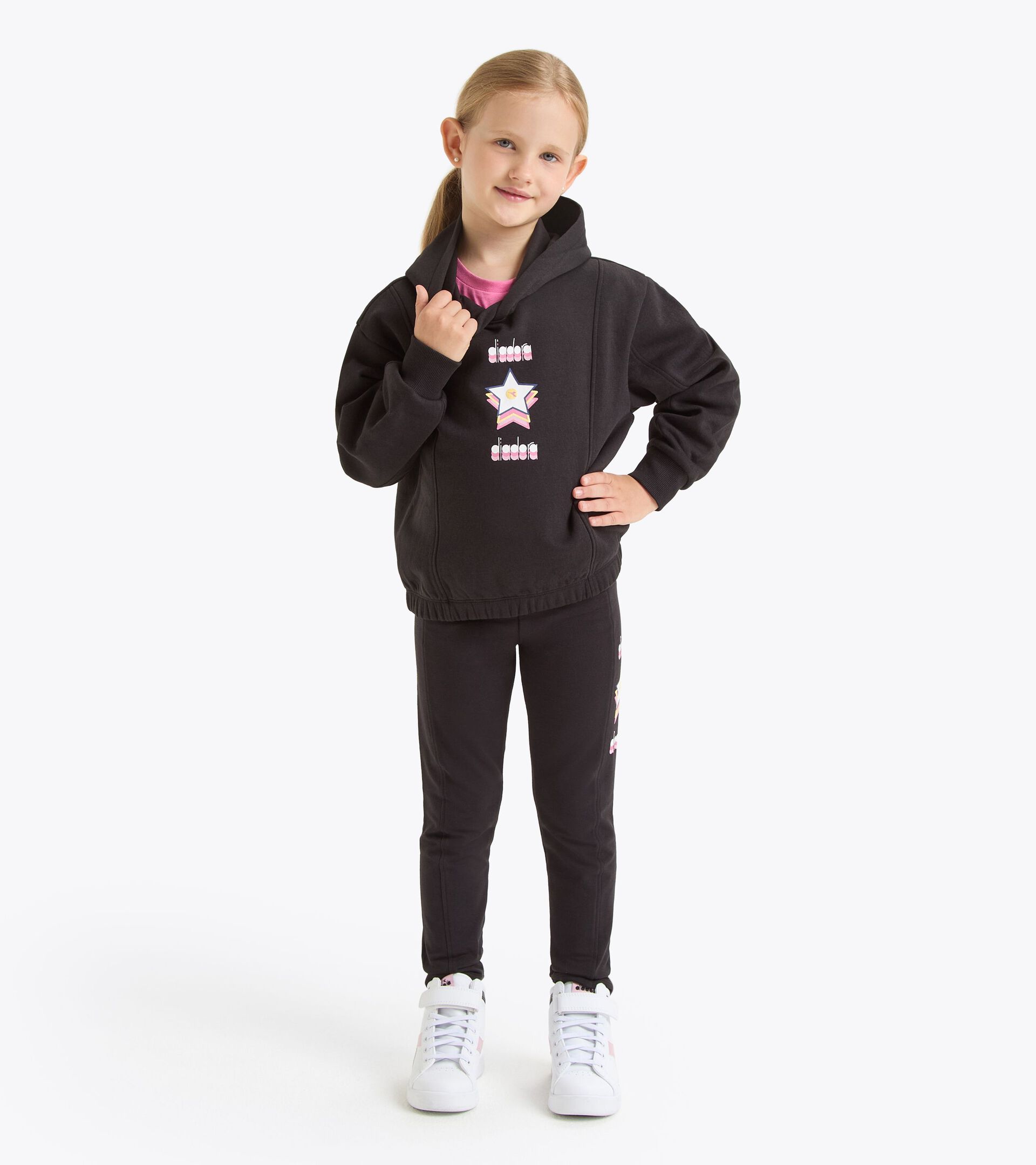 Sudadera con capucha - Corte cómodo - Niña/Adolescente JG. HOODIE LOGO NEGRO - Diadora