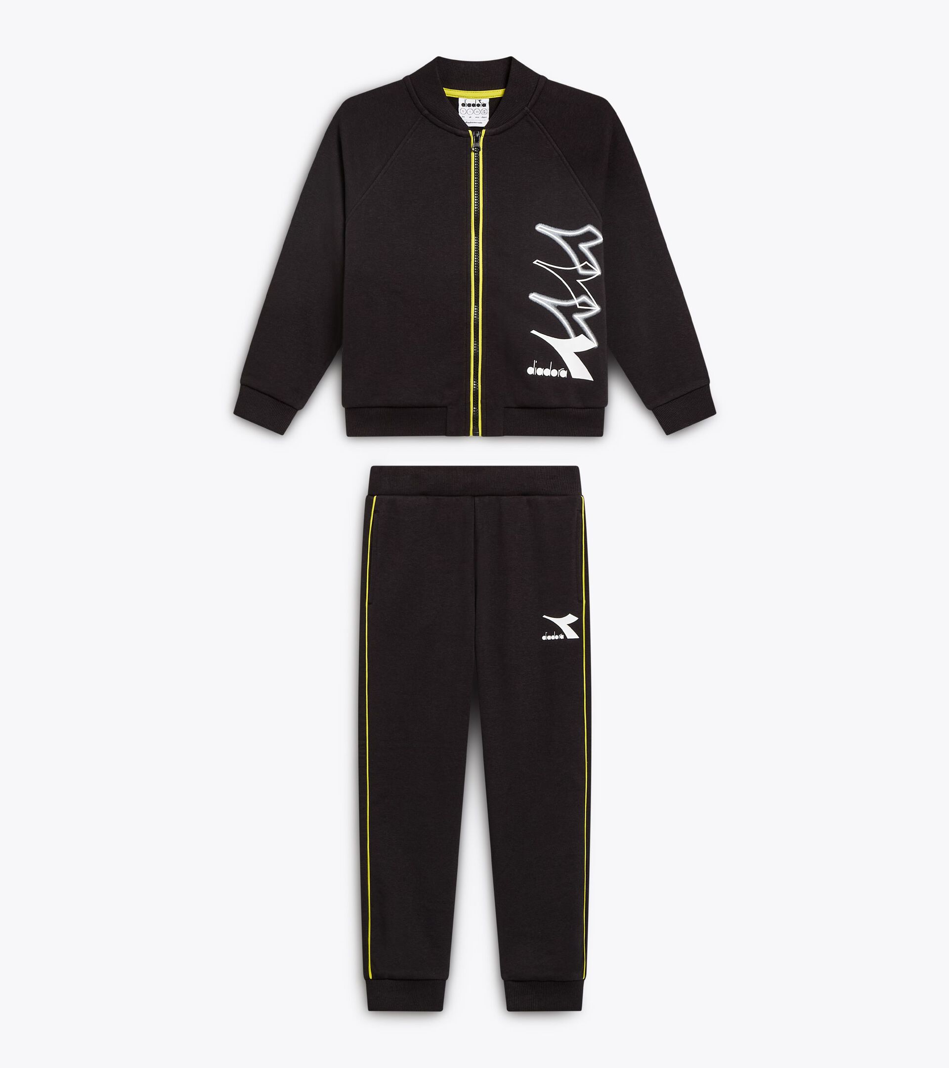 Coordinated tracksuit - Boys and girls  JU. TRACKSUIT FZ LOGO BLACK - Diadora