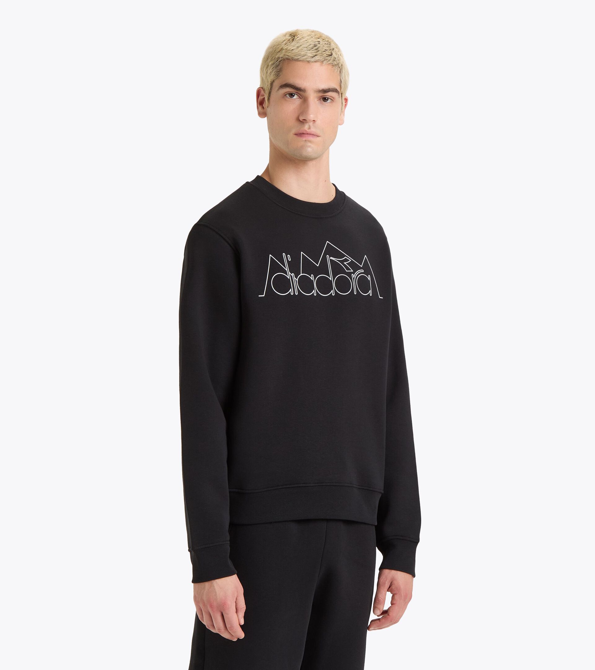 Sporty sweatshirt - Gender Neutral SWEATSHIRT CREW ROUTE BLACK - Diadora