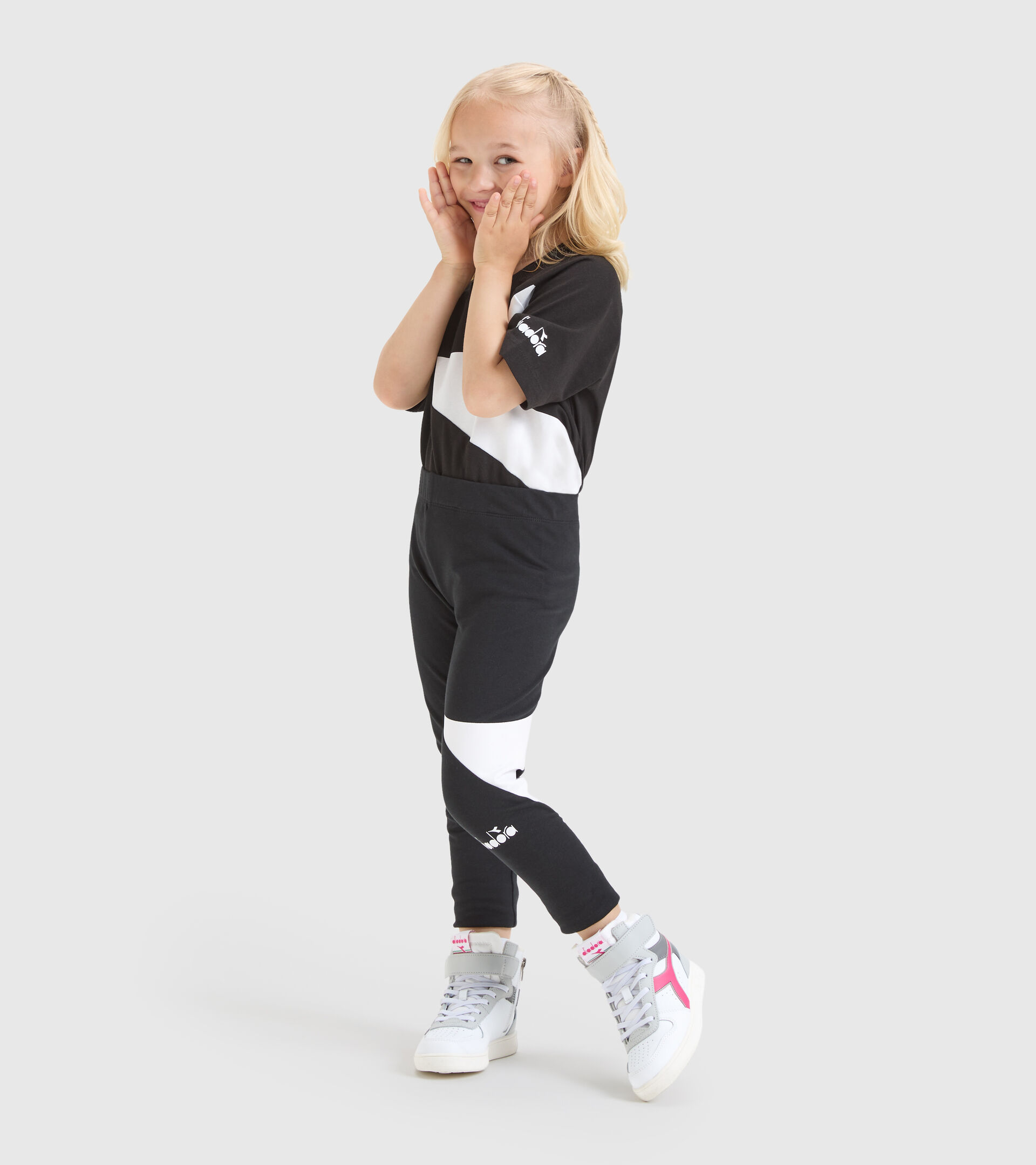 Girls Sports Leggings, Black & White
