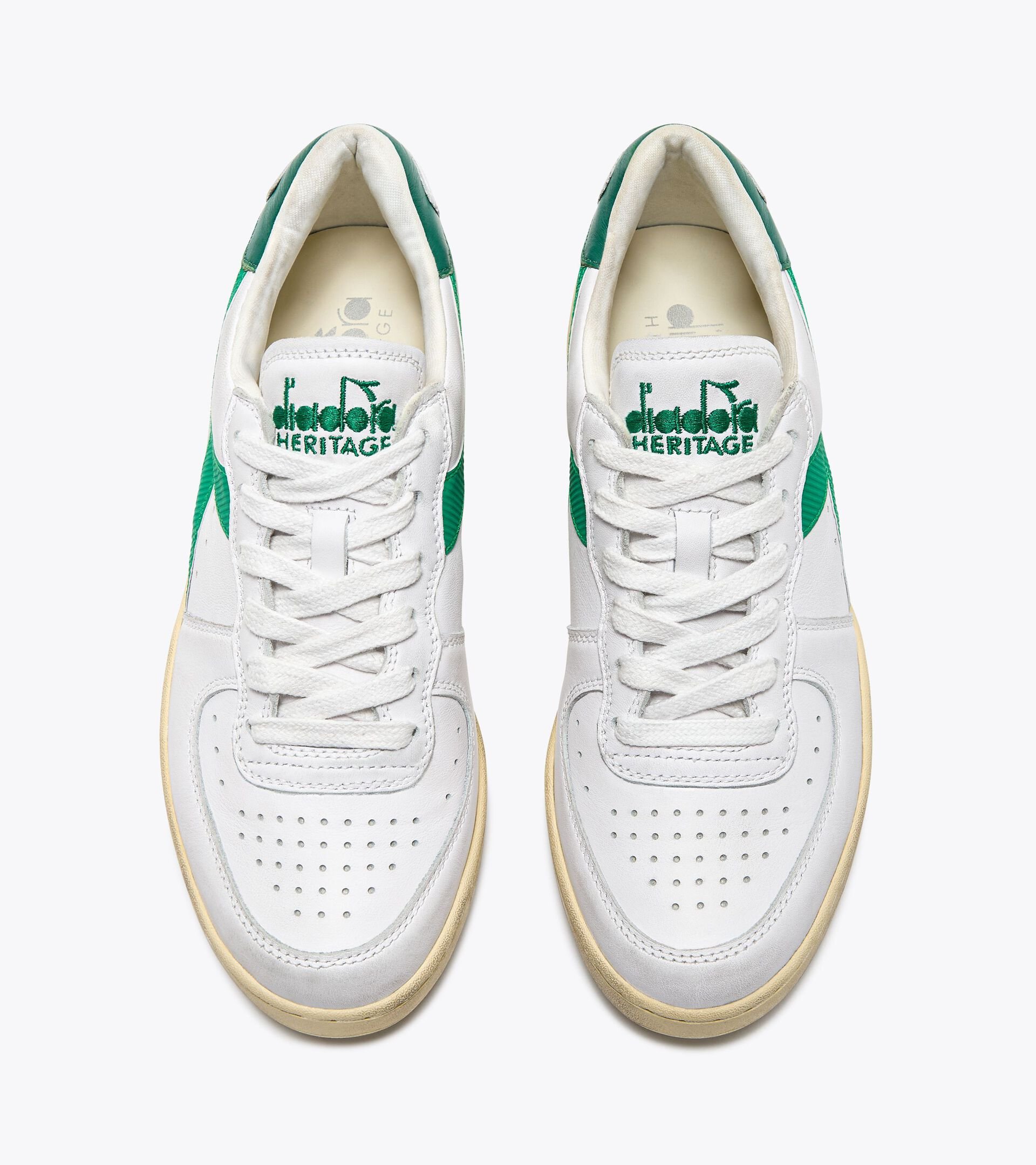 Sneakers Heritage en cuir - Genre neutre MI BASKET LOW USED BIANCO/VERDE VERDEGGIANTE - Diadora