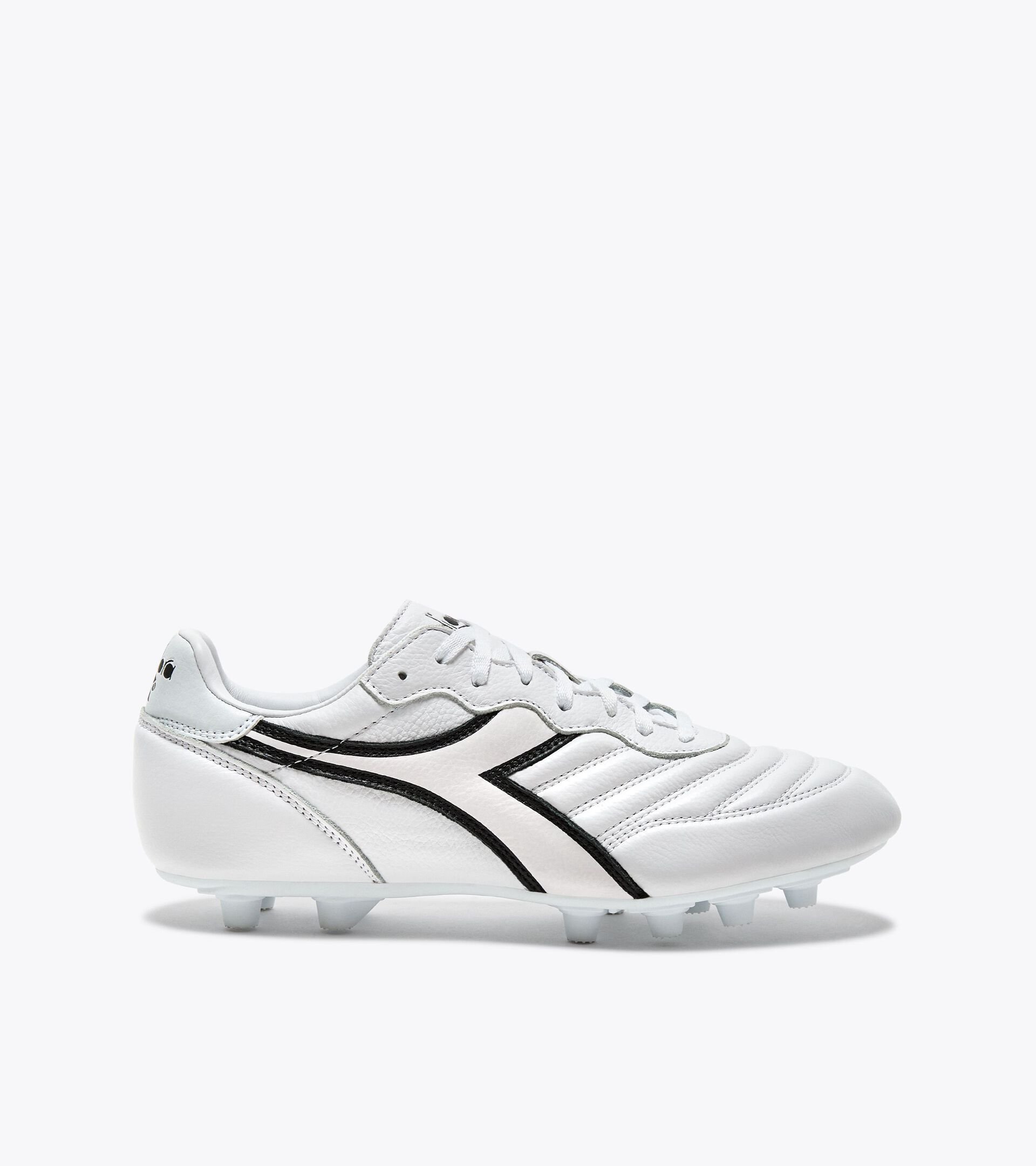 Bota de fútbol de piel para superficies compactas - Hombre BRASIL LT+ MDPU BLANCO/NEGRO - Diadora