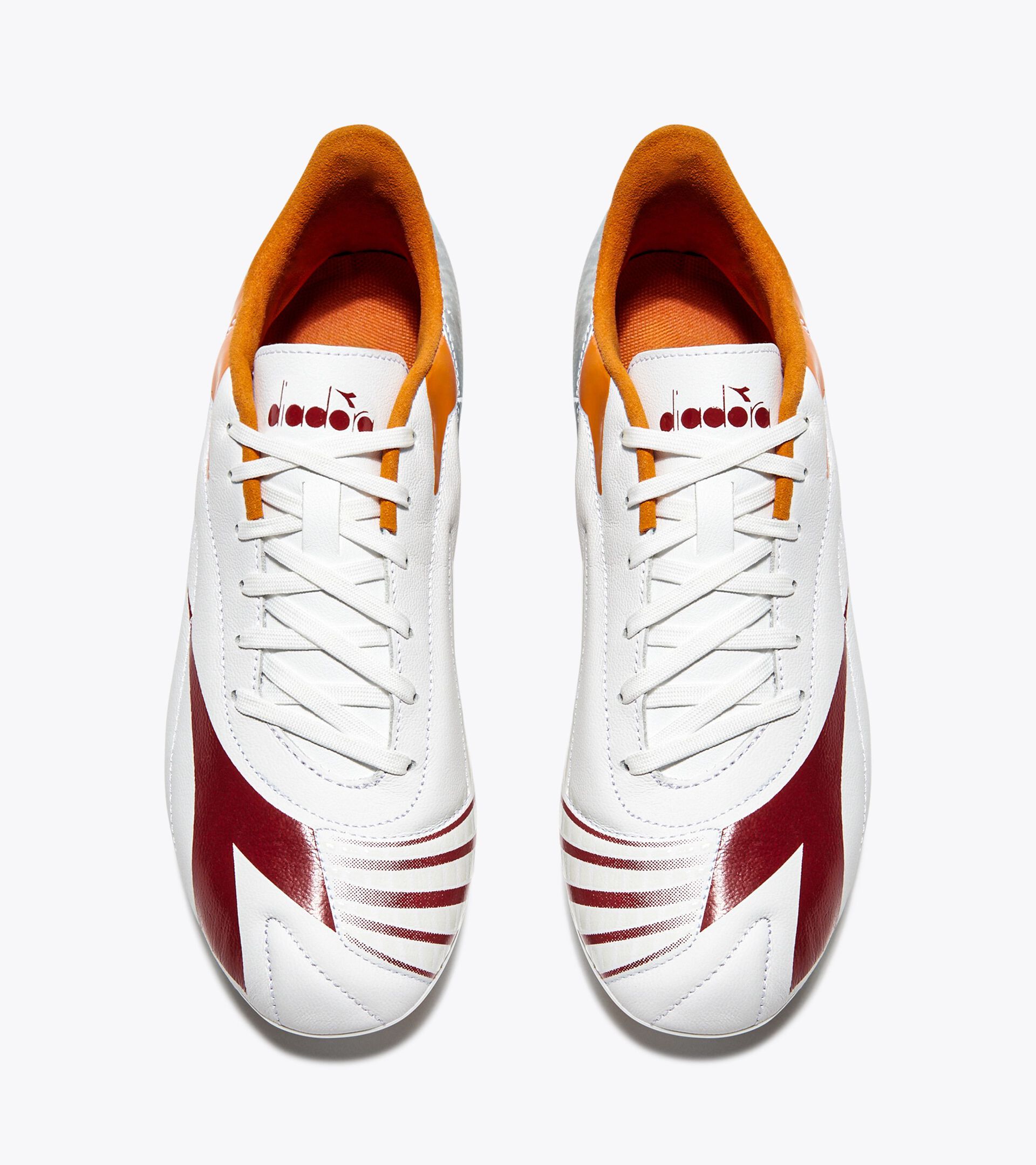 Fußballschuh aus Leder für kompakte Böden - Damen MAXIMUS ELITE LT W SLP12 WHITE/CHILI PEPPER/RUSSET ORANGE - Diadora