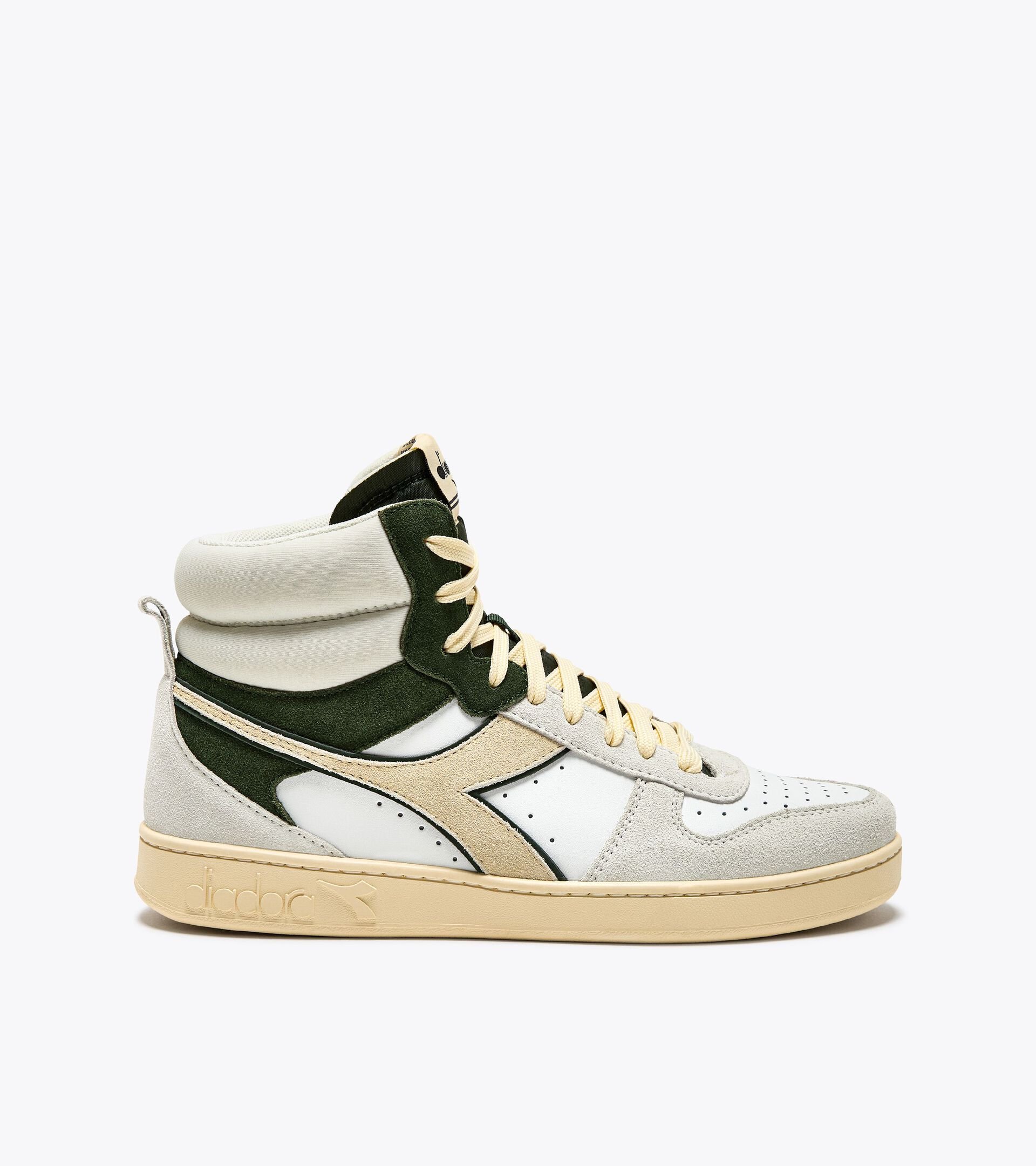 Chaussures de sportswear - Gender neutral MAGIC BASKET MID SUEDE WHITE/KOMBU GREEN - Diadora