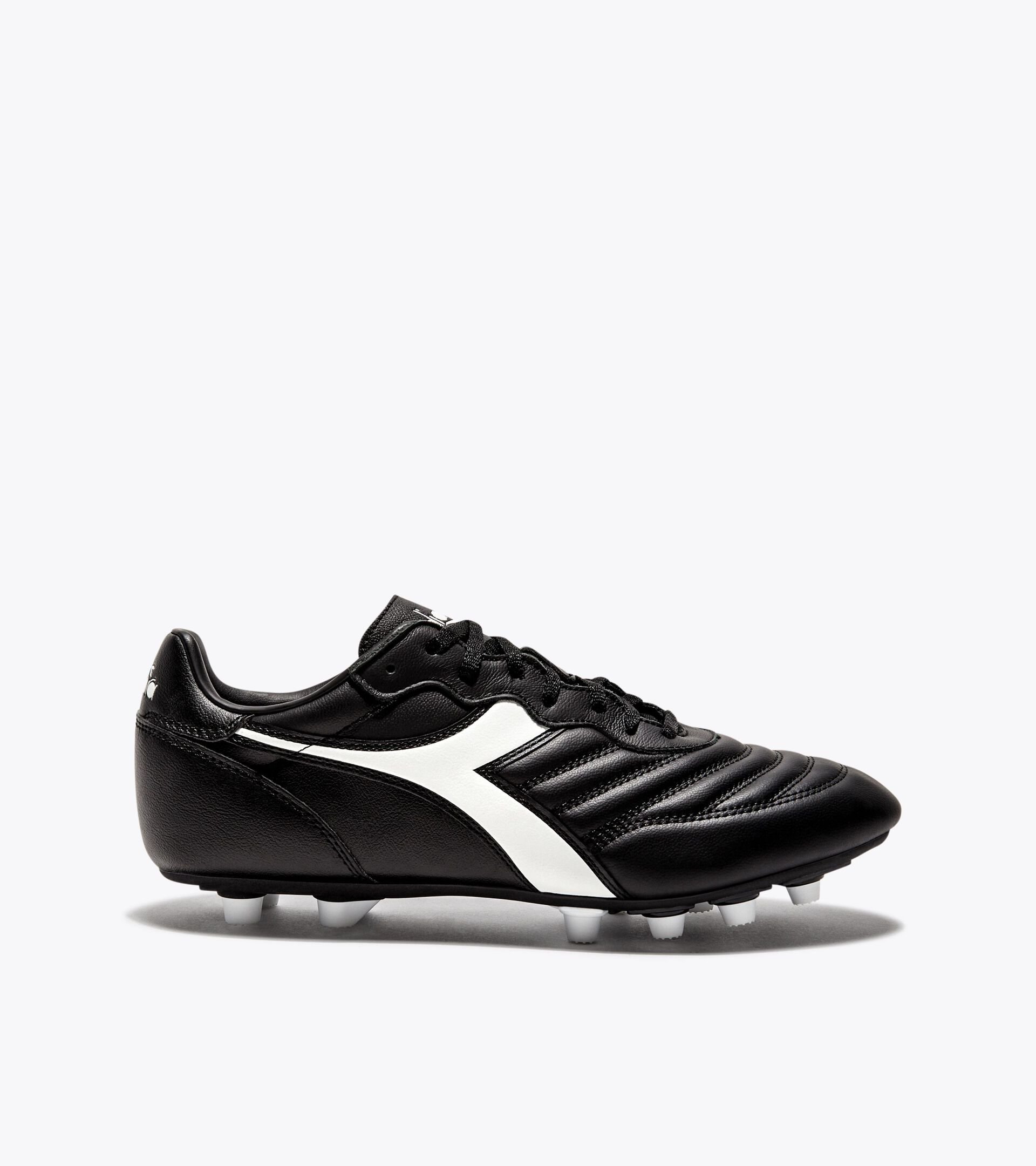 Bota de fútbol de piel para superficies compactas - Hombre BRASIL LT MDPU NEGRO/BLANCO - Diadora