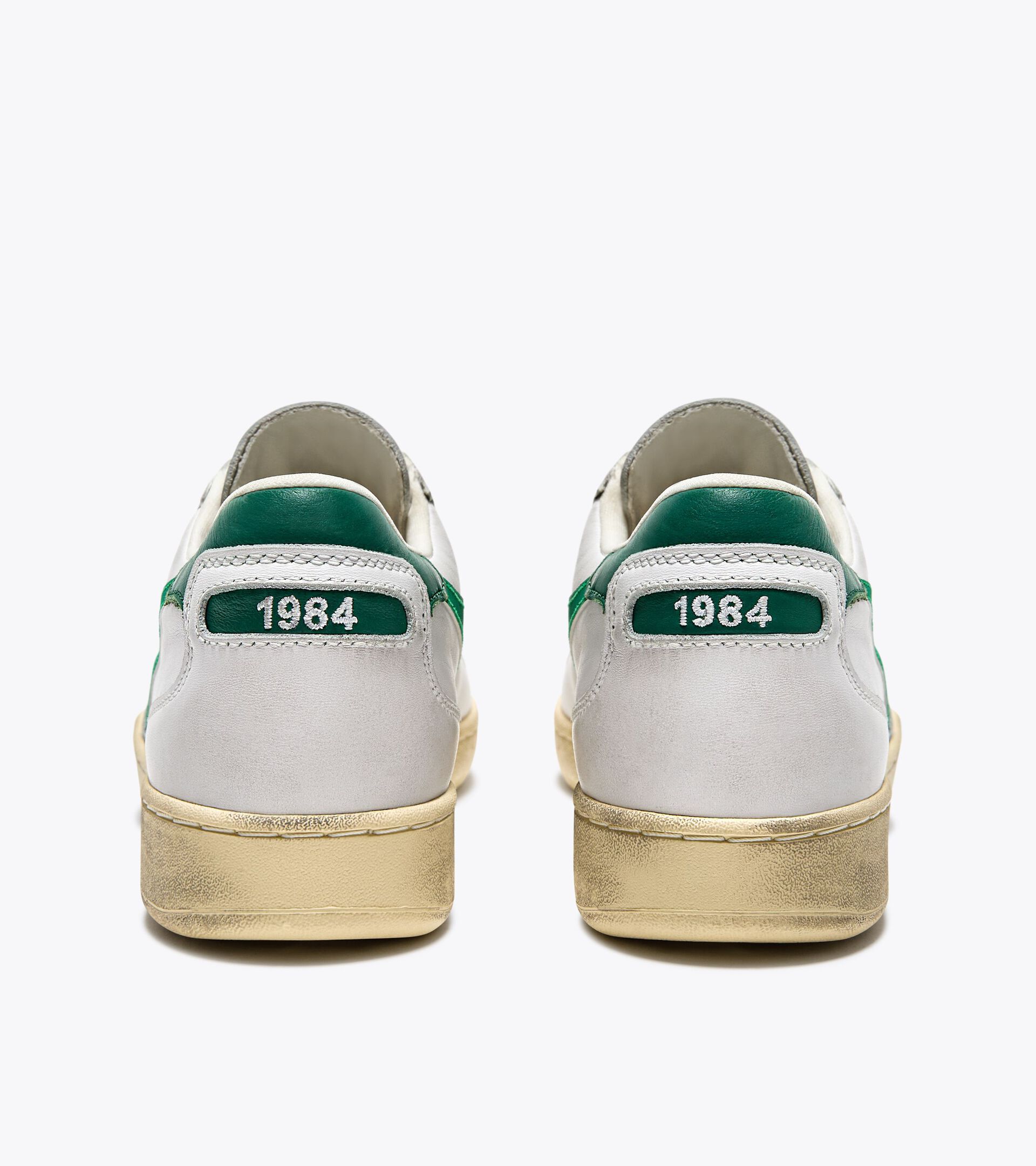 Sneaker Heritage aus Leder - Genderneutral MI BASKET LOW USED WHITE/VERDANT GREEN - Diadora