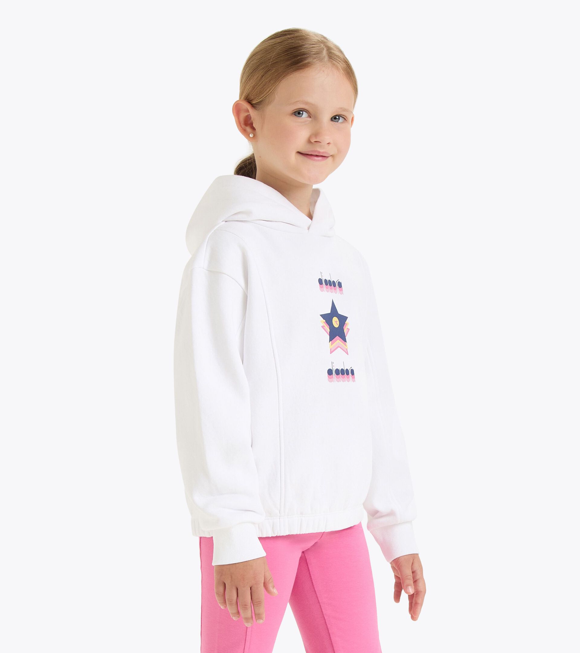 Felpa con cappuccio - Comfort fit - Ragazza JG. HOODIE LOGO BIANCO OTTICO - Diadora