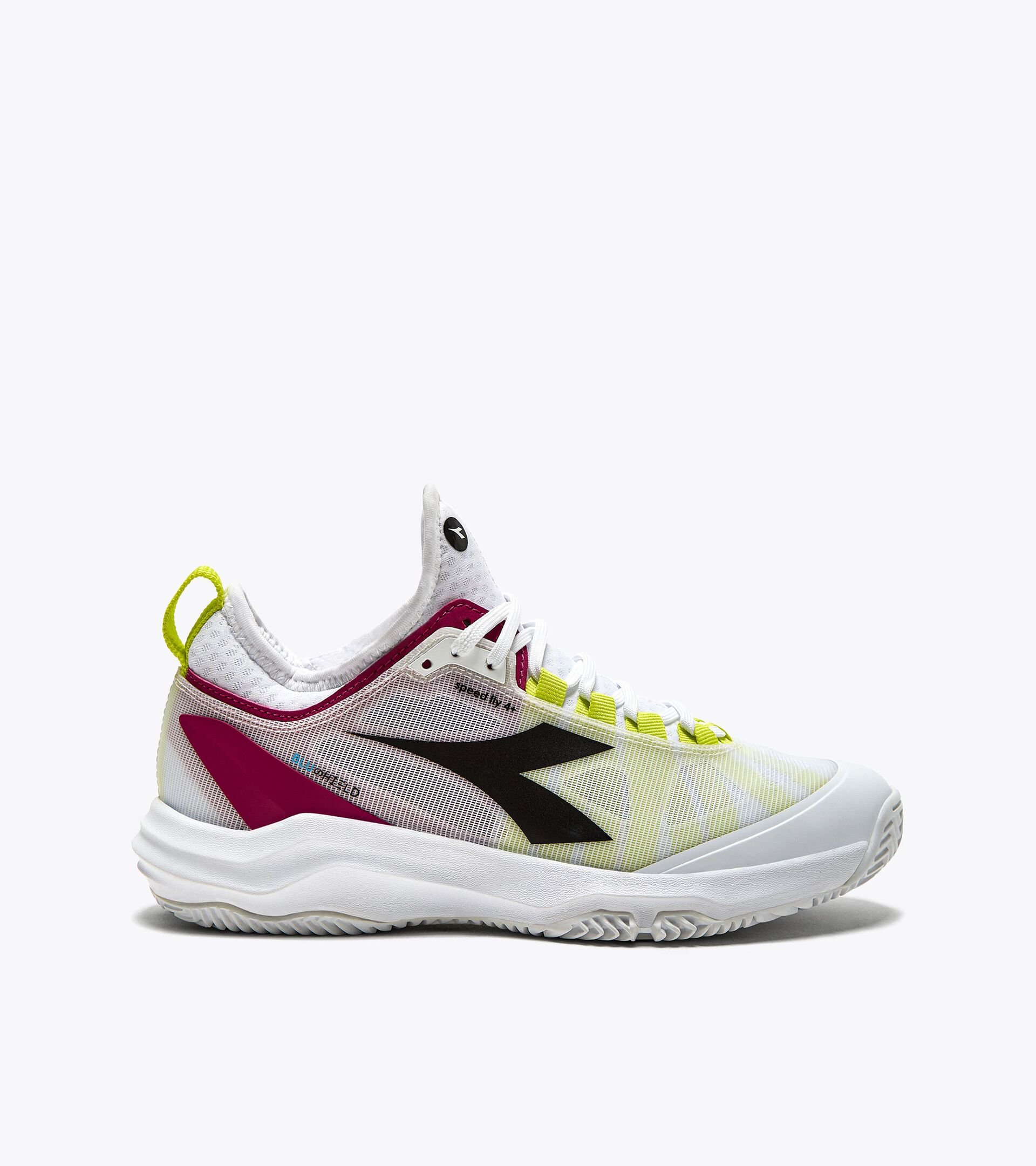 Tennis shoes for clay courts - Women SPEED BLUSHIELD FLY 4 + W CLAY WHITE/BLACK/VIVACIOUS - Diadora