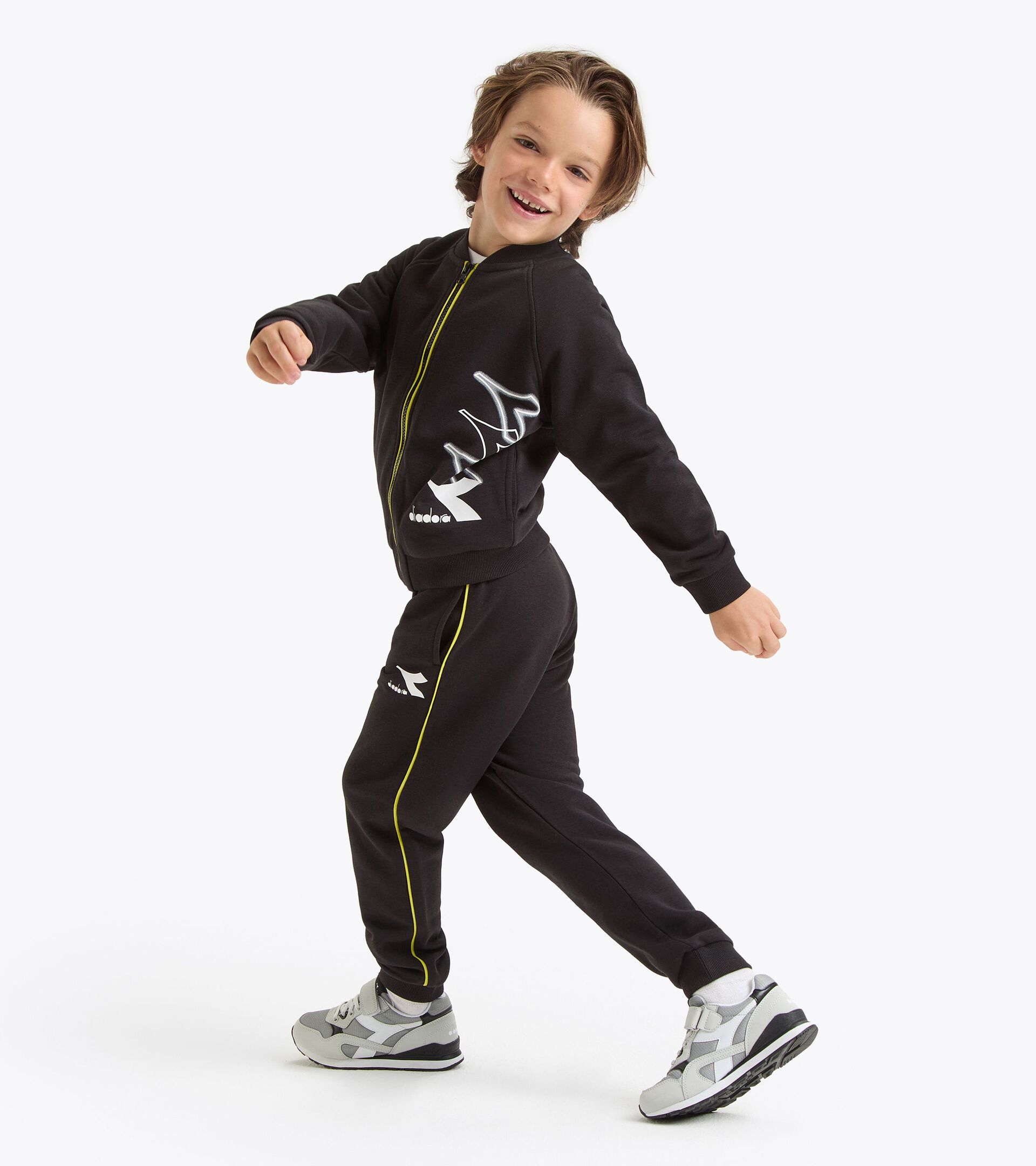 Coordinated tracksuit - Boys and girls  JU. TRACKSUIT FZ LOGO BLACK - Diadora