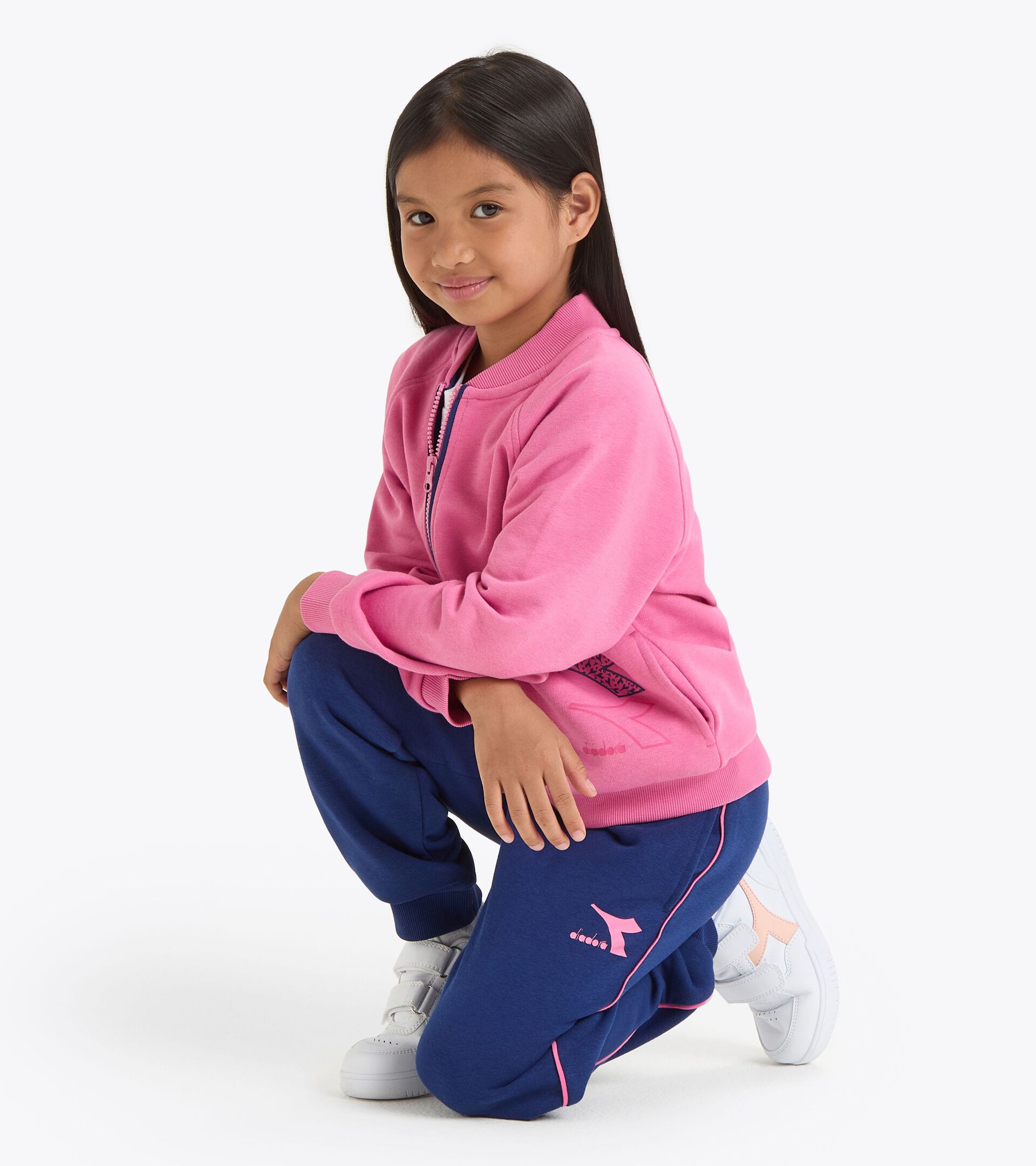 Coordinated tracksuit - Boys and girls  JU. TRACKSUIT FZ LOGO CHATEAU PINK - Diadora