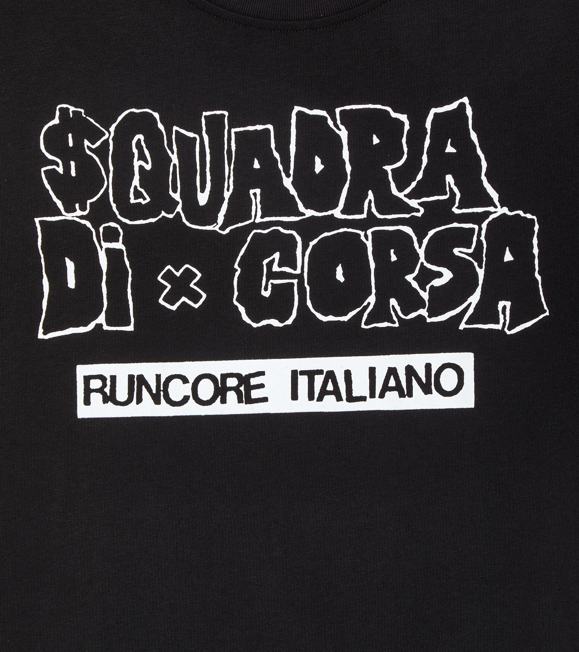 T-shirt Squadra di Corsa - Coton recyclé - Non genré T-SHIRT SS SQUADRA DI CORSA NOIR/BLANC BRILLANT - Diadora