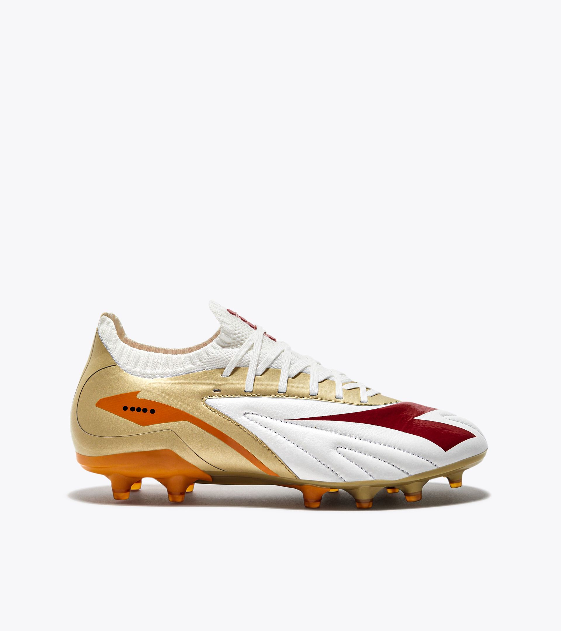 Leather calcio boots for firm grounds - Gender Neutral MAXIMUS ELITE SLX WHITE/CHILI PEPPER/RUSSET ORANGE - Diadora