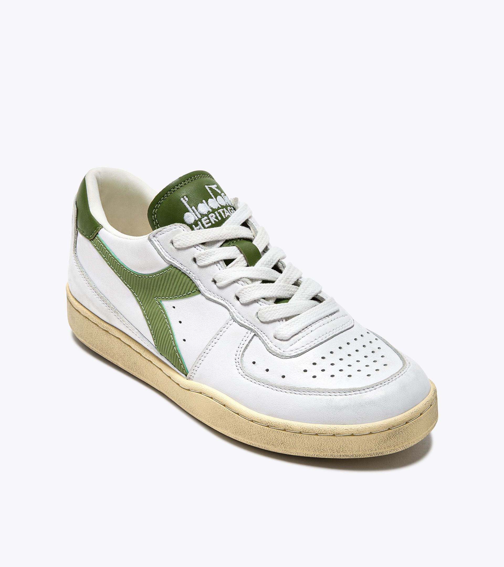 Sneaker Heritage in pelle - Gender Neutral MI BASKET LOW USED BIANCO/VERDE PESTO - Diadora