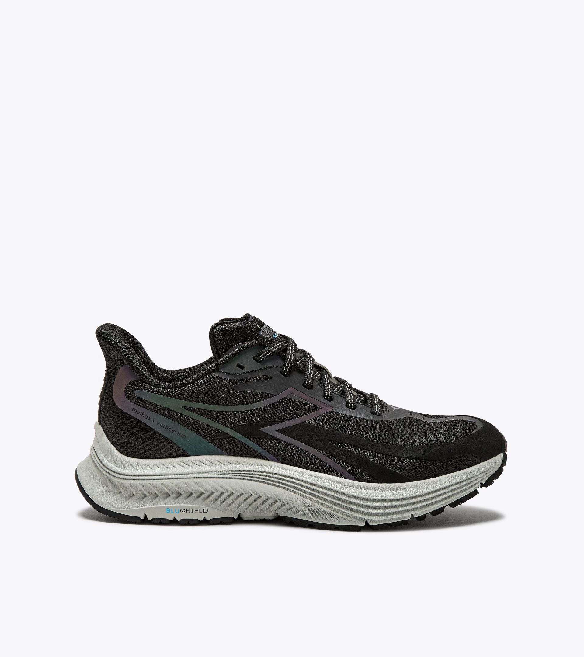 Running shoe with reflective details - Cushioning and protection - Women’s MYTHOS BLUSHIELD 9 VORTICE HIP W BLACK/SILVER - Diadora