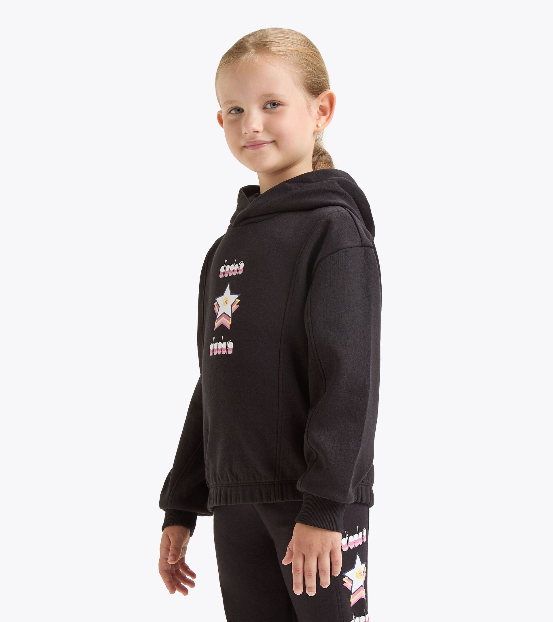 Sudadera con capucha - Corte cómodo - Niña/Adolescente JG. HOODIE LOGO NEGRO - Diadora