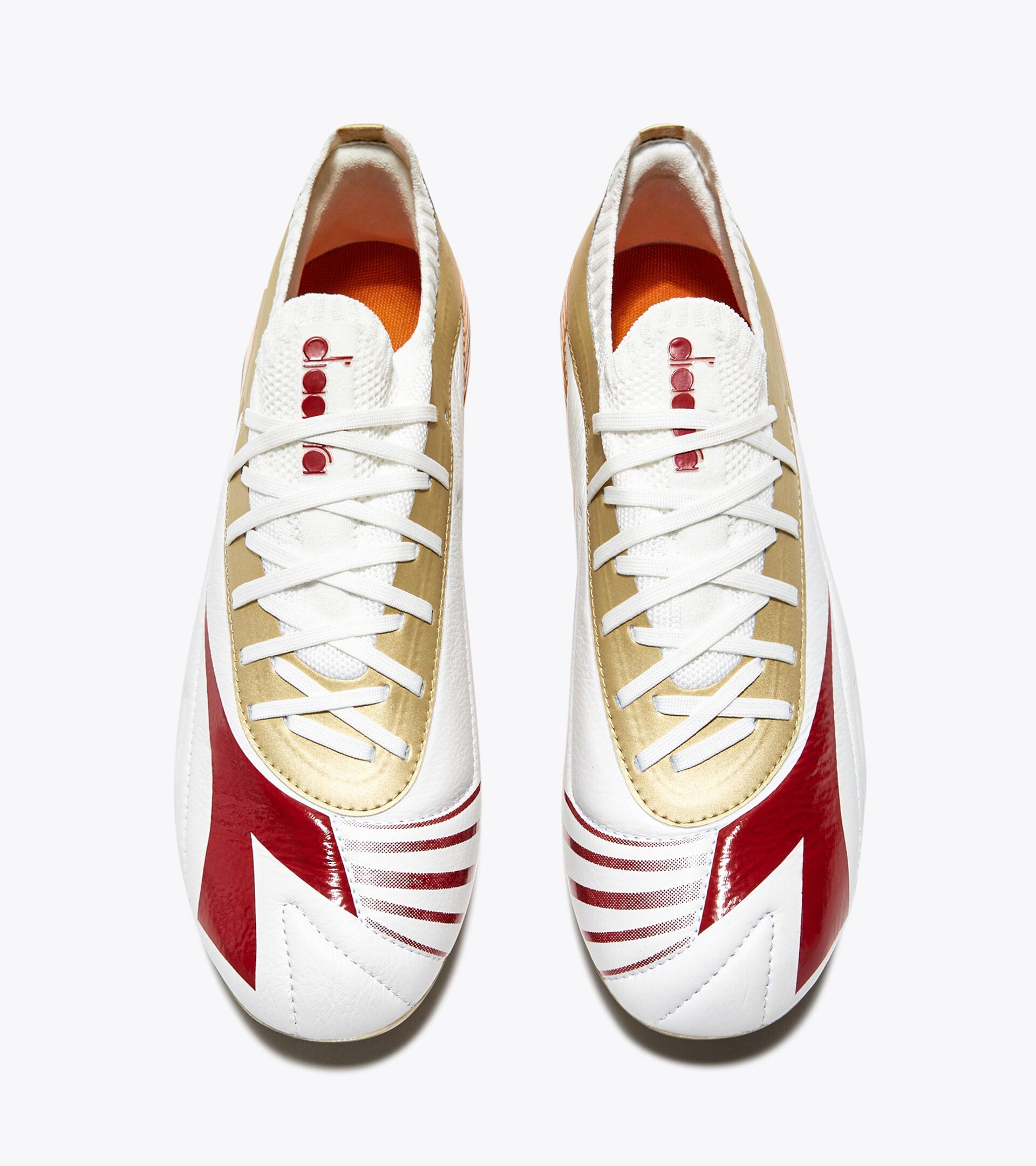 Chaussures de football en cuir pour terrains compacts - Genre neutre MAXIMUS ELITE SLX WHITE/CHILI PEPPER/RUSSET ORANGE - Diadora