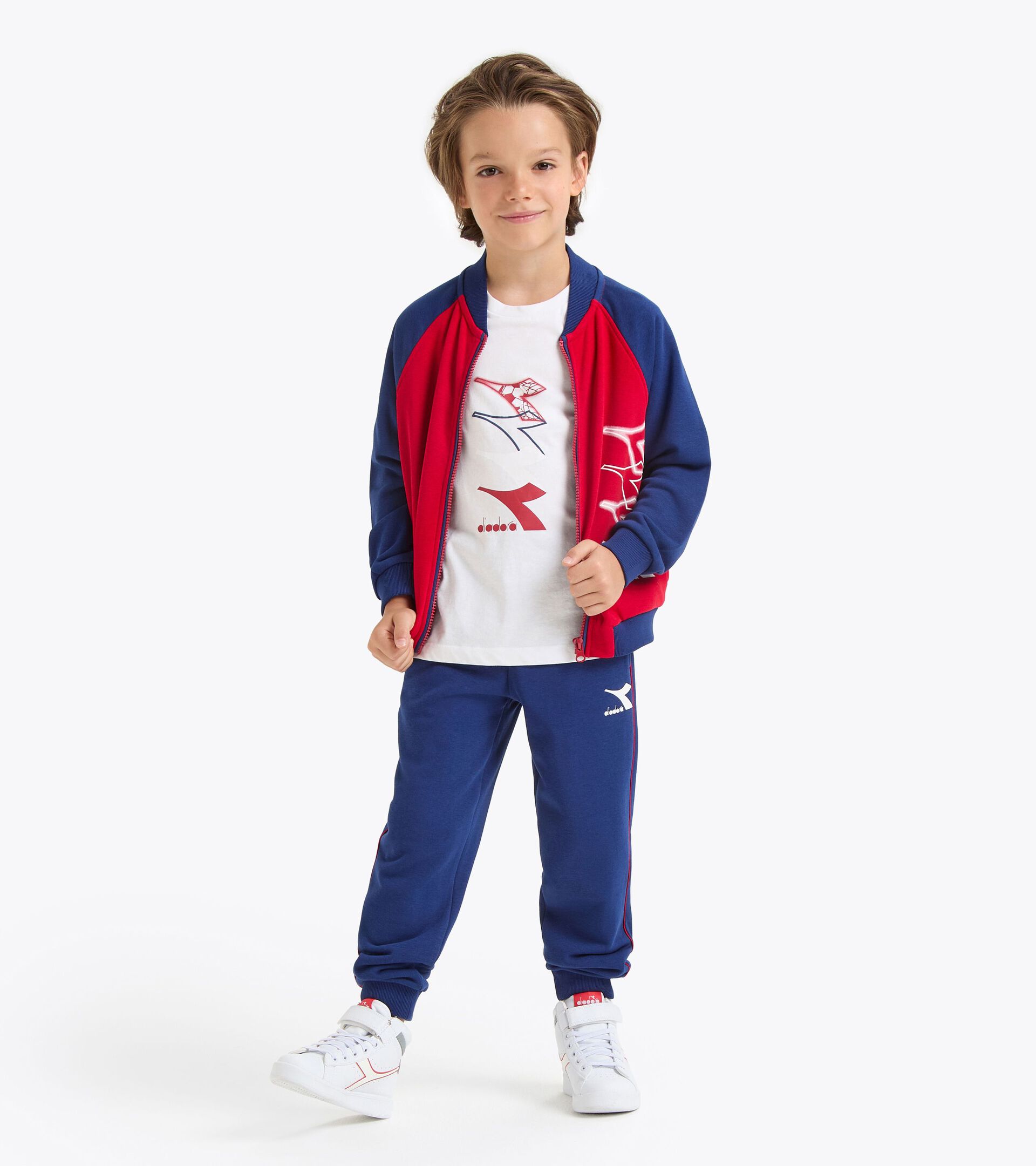 Coordinated tracksuit - Boys and girls  JU. TRACKSUIT FZ LOGO RED SALSA - Diadora