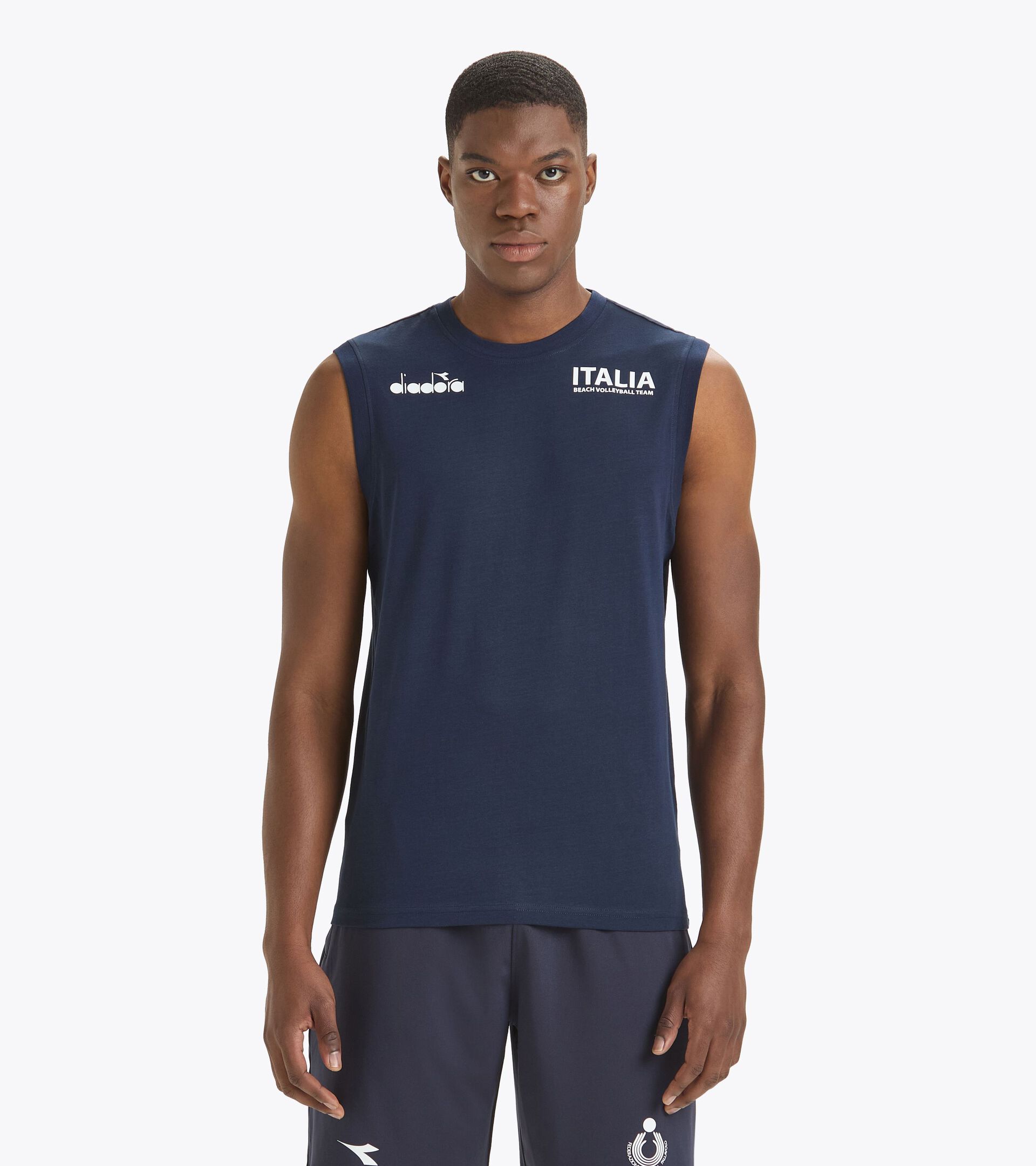 T-shirt sans manches homme - Équipe Nationale de Beach Volley SLEEVELESS ALLENAMENTO UOMO BV24 ITALIA BLEU CABAN - Diadora