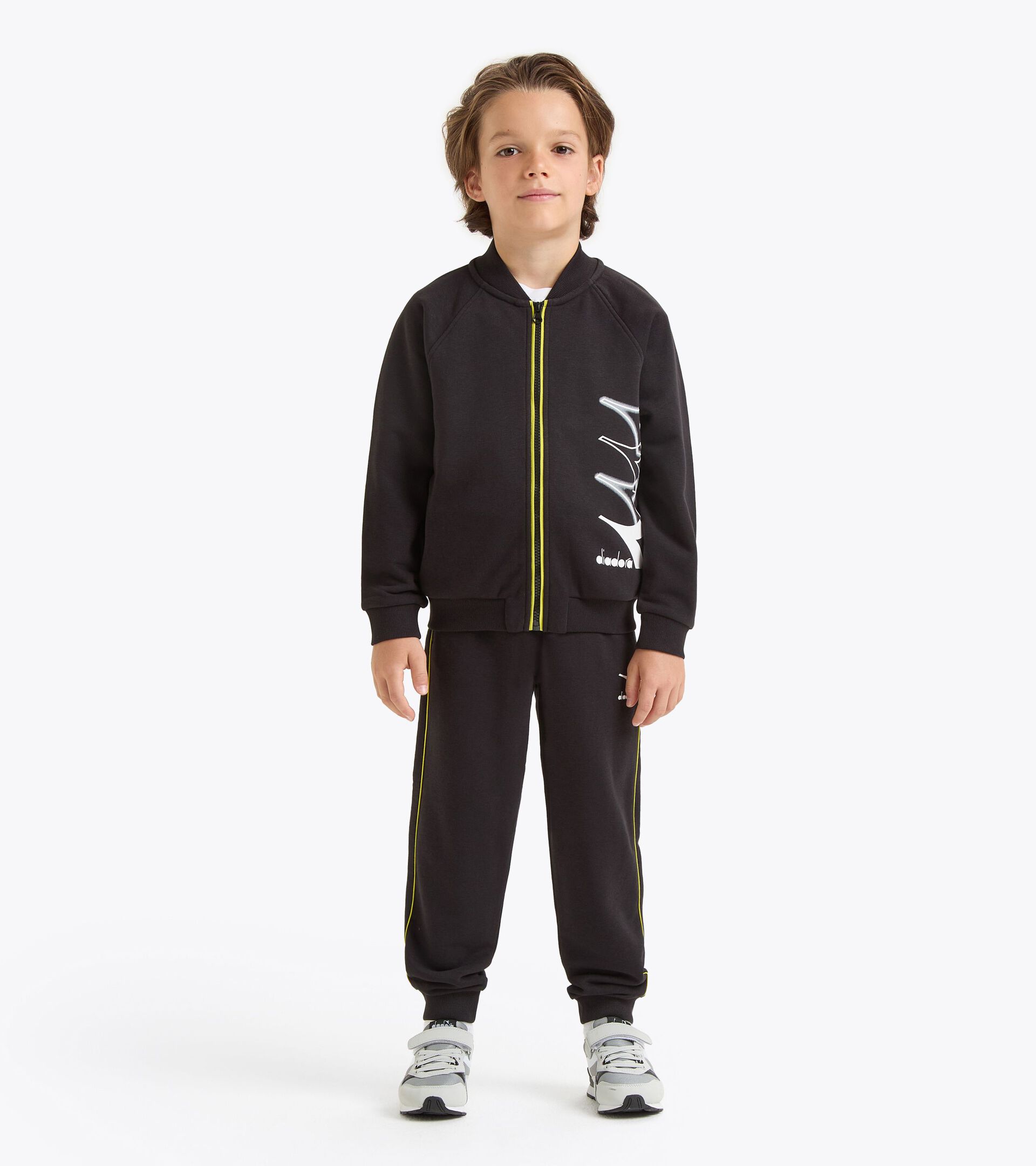 Coordinated tracksuit - Boys and girls  JU. TRACKSUIT FZ LOGO BLACK - Diadora