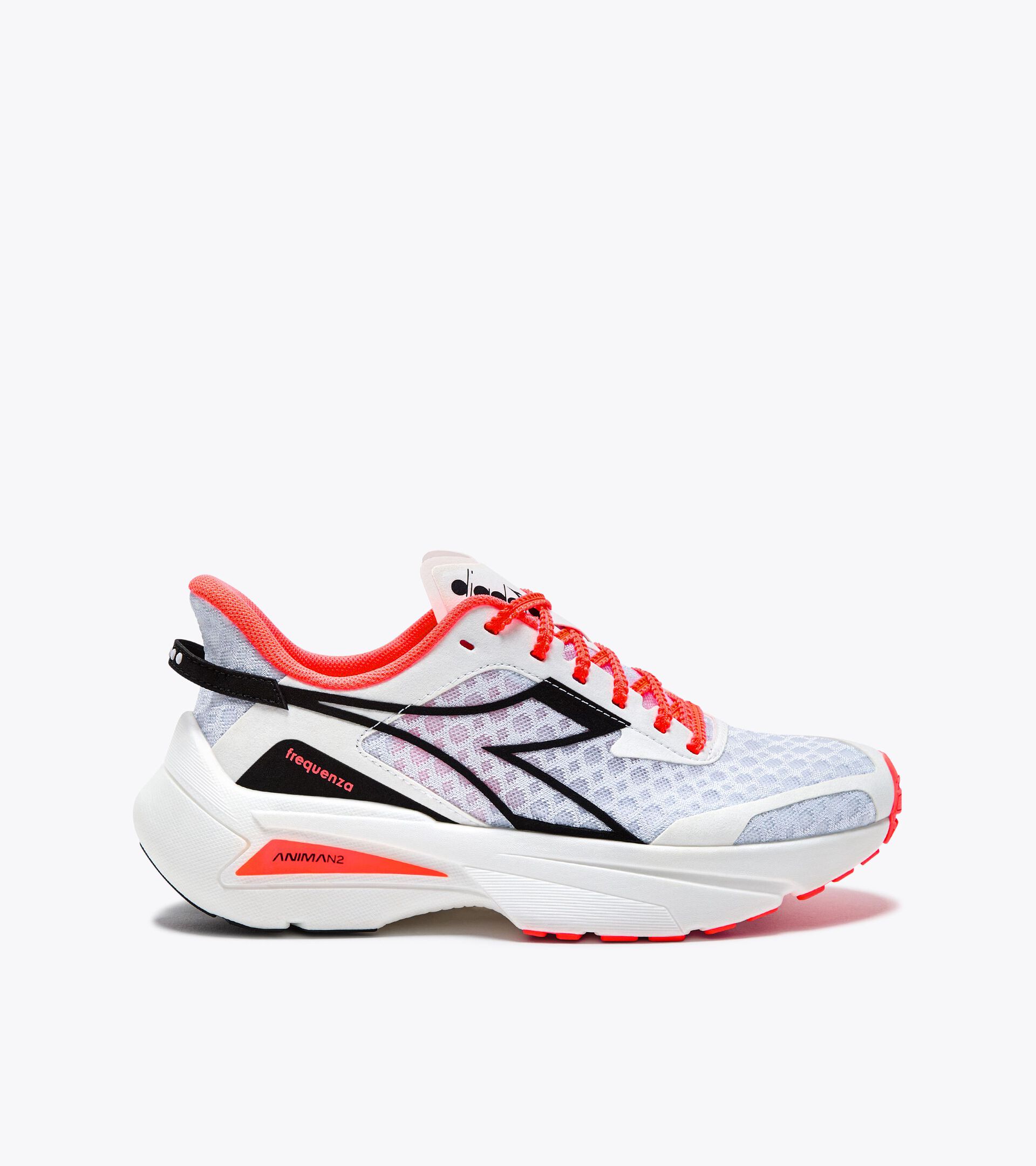 Zapatillas de running - Ligereza y reactividad - Mujer FREQUENZA W NEGRO/BLANCO/ALBARICOQUE FLUO - Diadora