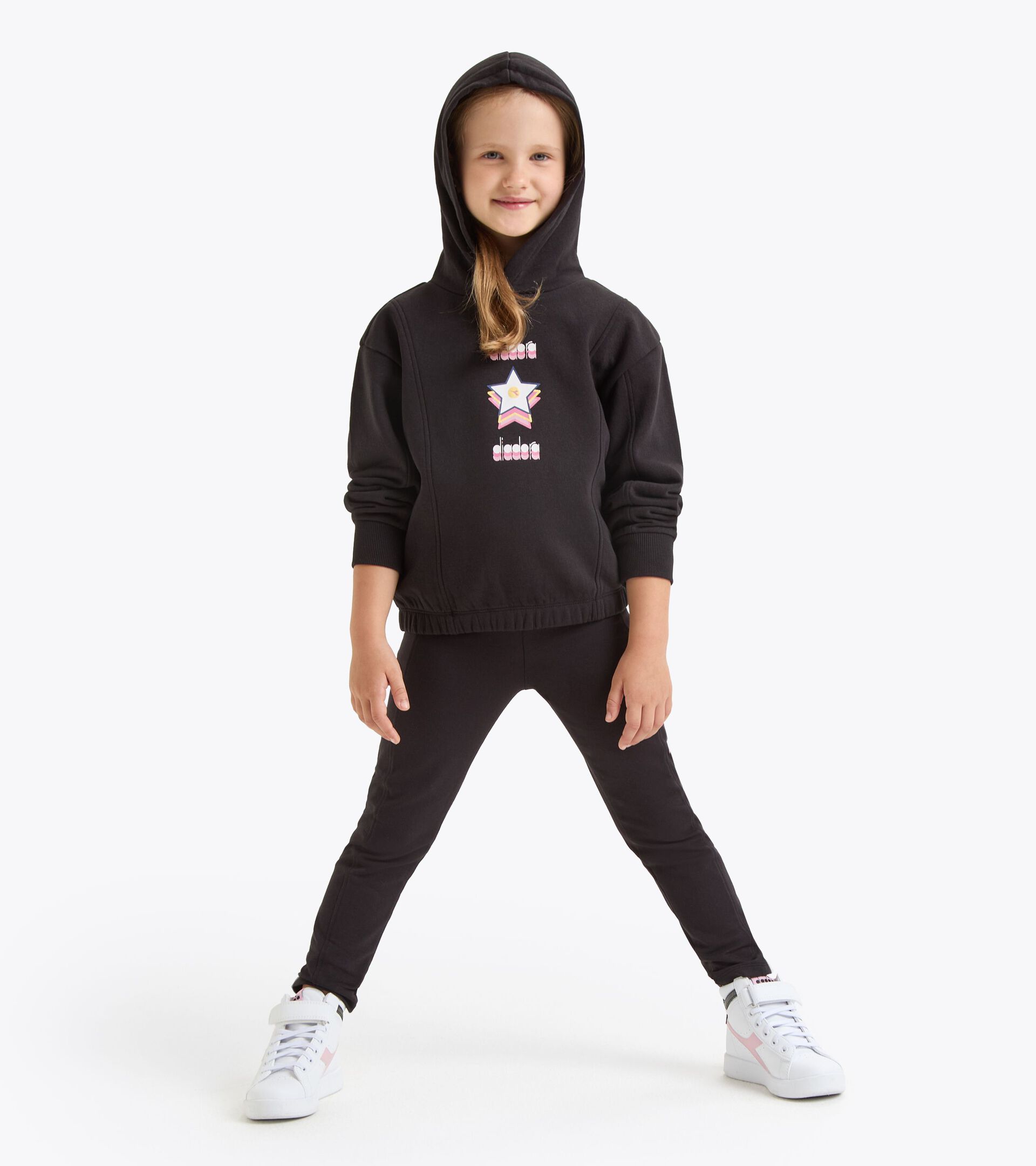 Sudadera con capucha - Corte cómodo - Niña/Adolescente JG. HOODIE LOGO NEGRO - Diadora