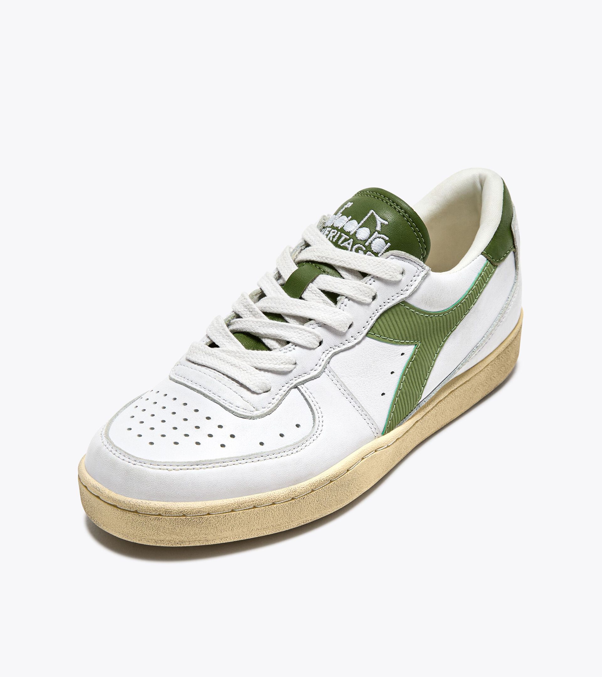 Heritage leather sneaker - Women’s MI BASKET LOW USED WHITE/PESTO - Diadora