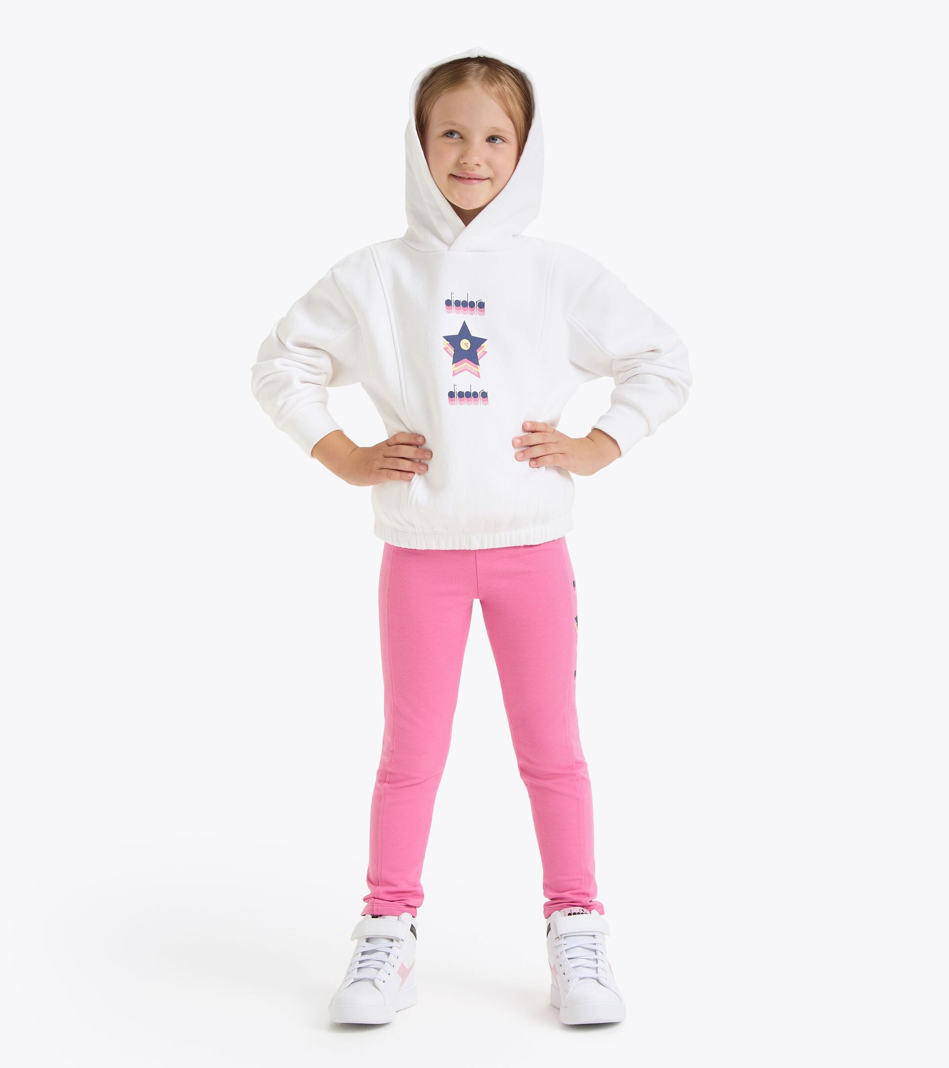 Sweatshirt mit Kapuze - Comfort Fit - Mädchen JG. HOODIE LOGO STRAHLEND WEISSE - Diadora