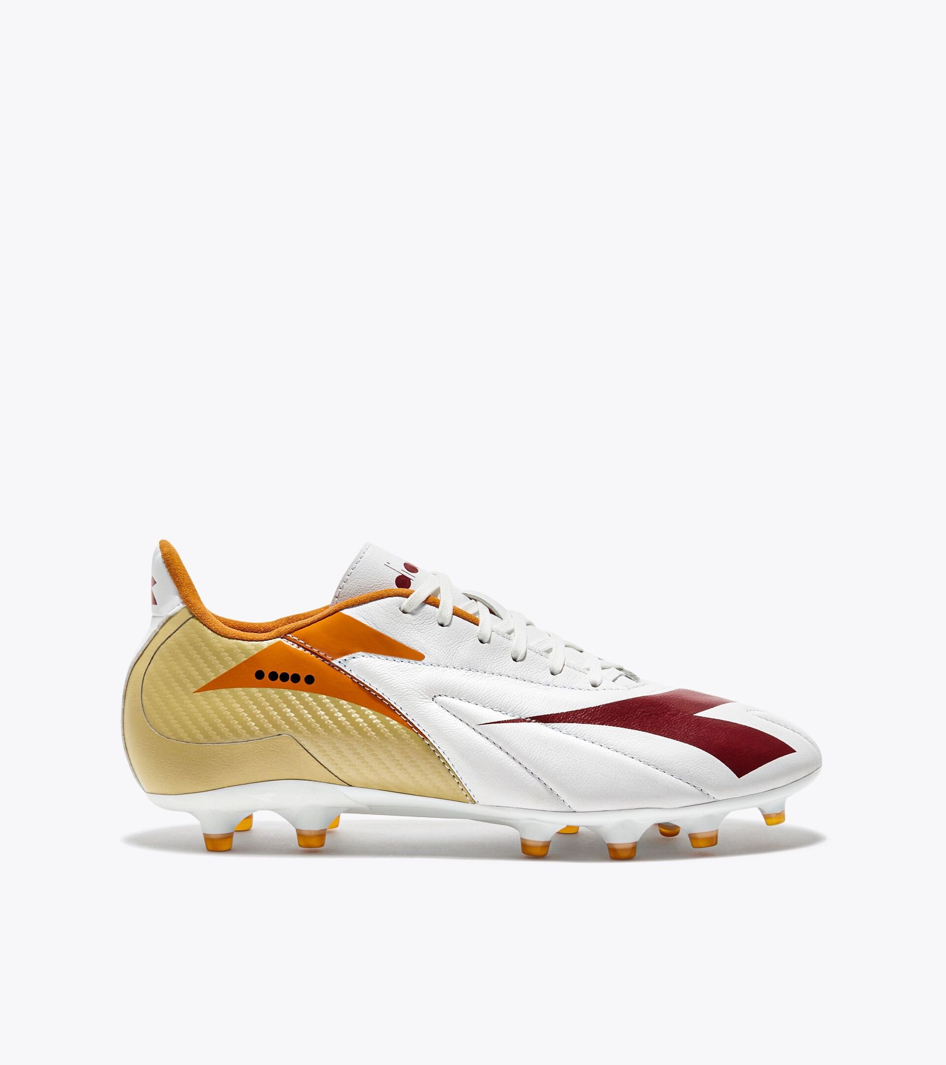 Leather calcio boots for firm grounds - Men’s MAXIMUS ELITE LT SLP12 WHITE/CHILI PEPPER/RUSSET ORANGE - Diadora