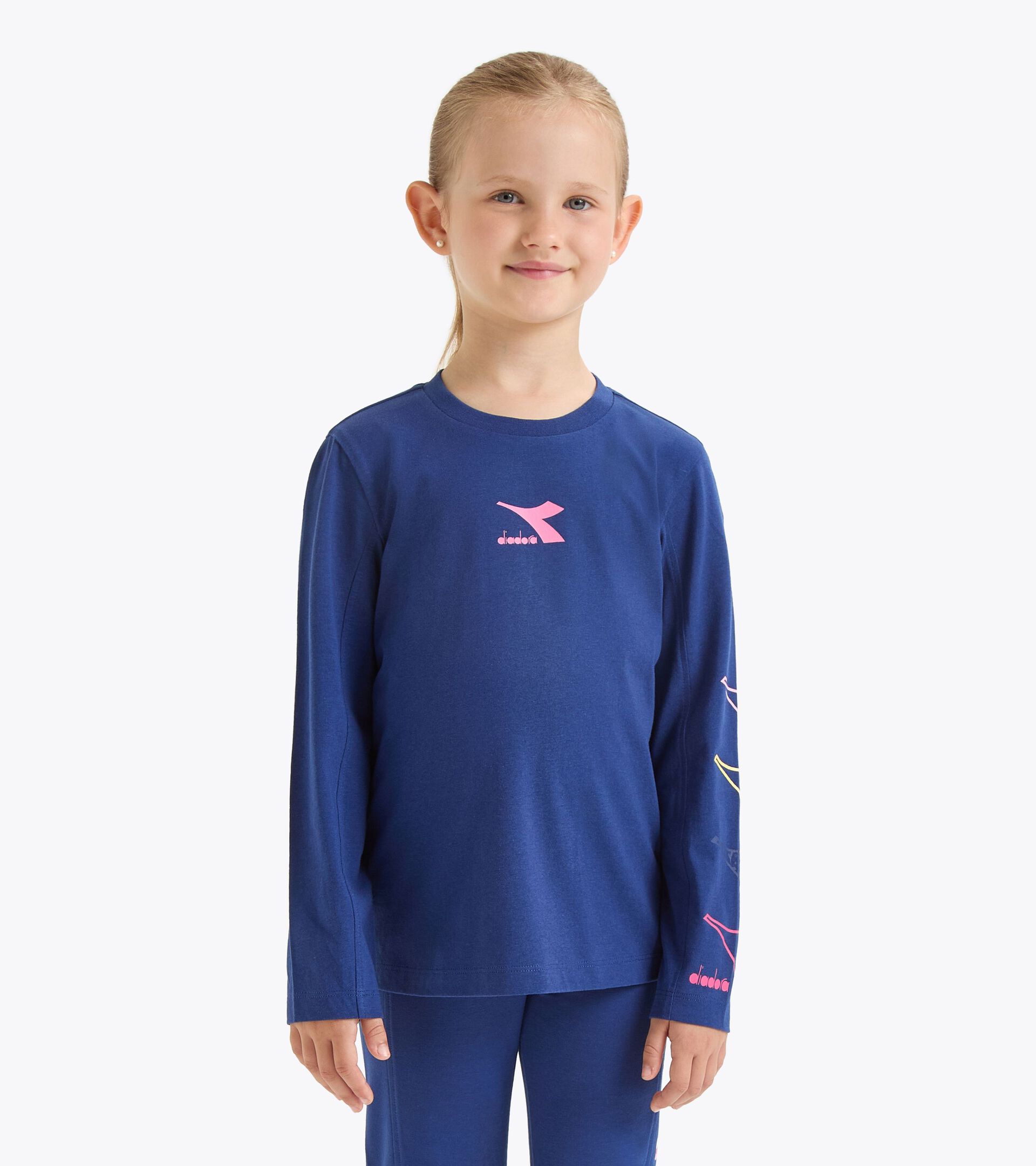 Long sleeved shirt - Girl  JG. T-SHIRT LS LOGO SALTIRE NAVY - Diadora