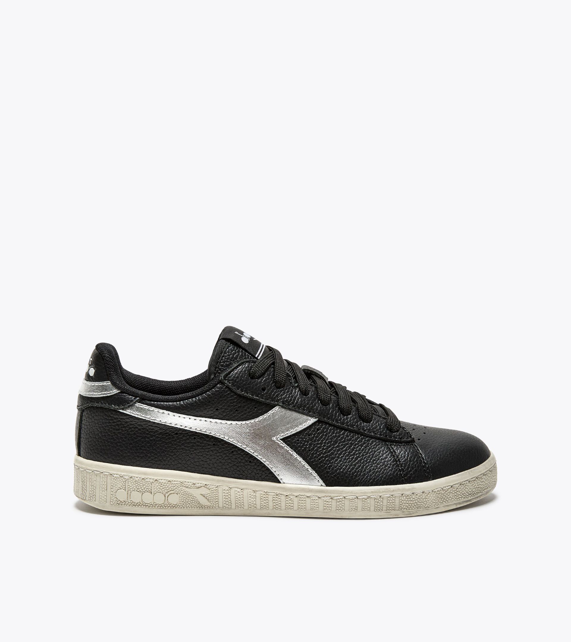 Leather sports sneakers - Women’s 
 GAME L LOW WAXED METAL WN BLACK /SILVER DD - Diadora