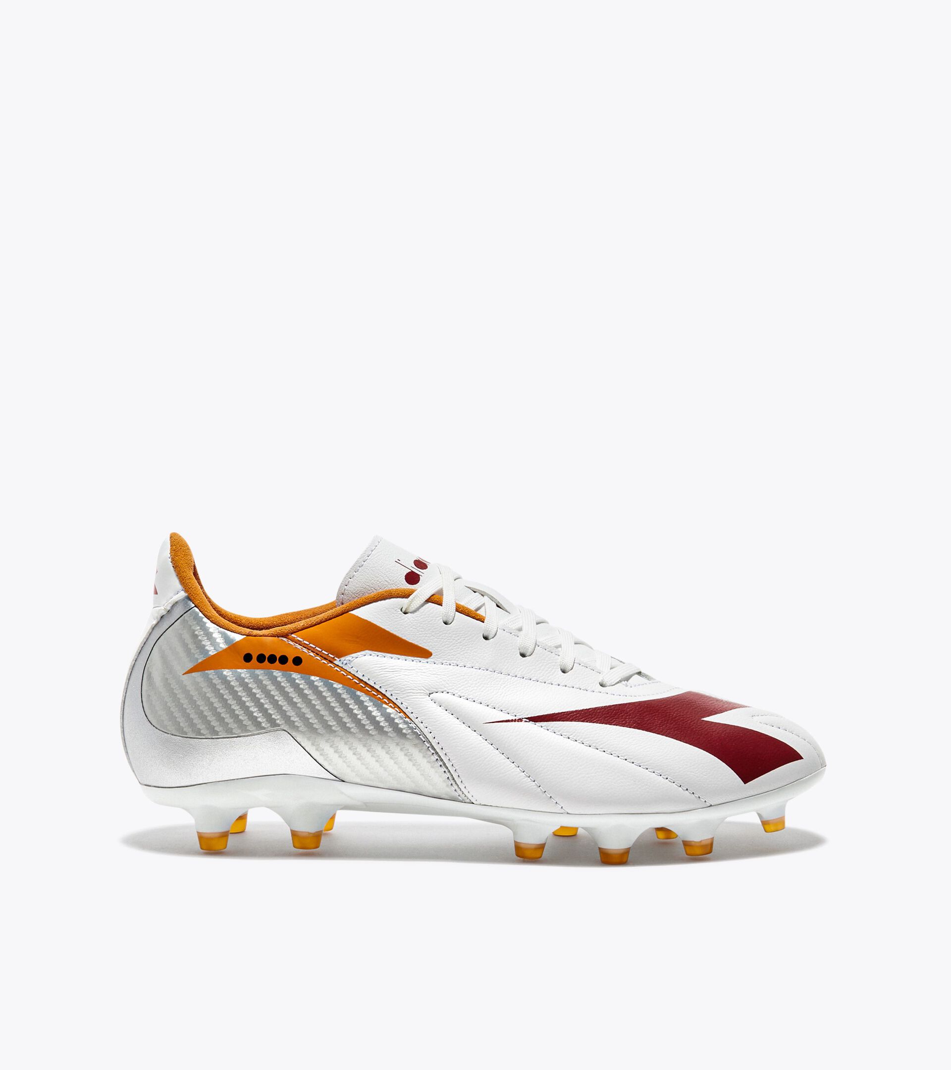 Fußballschuh aus Leder für kompakte Böden - Damen MAXIMUS ELITE LT W SLP12 WHITE/CHILI PEPPER/RUSSET ORANGE - Diadora